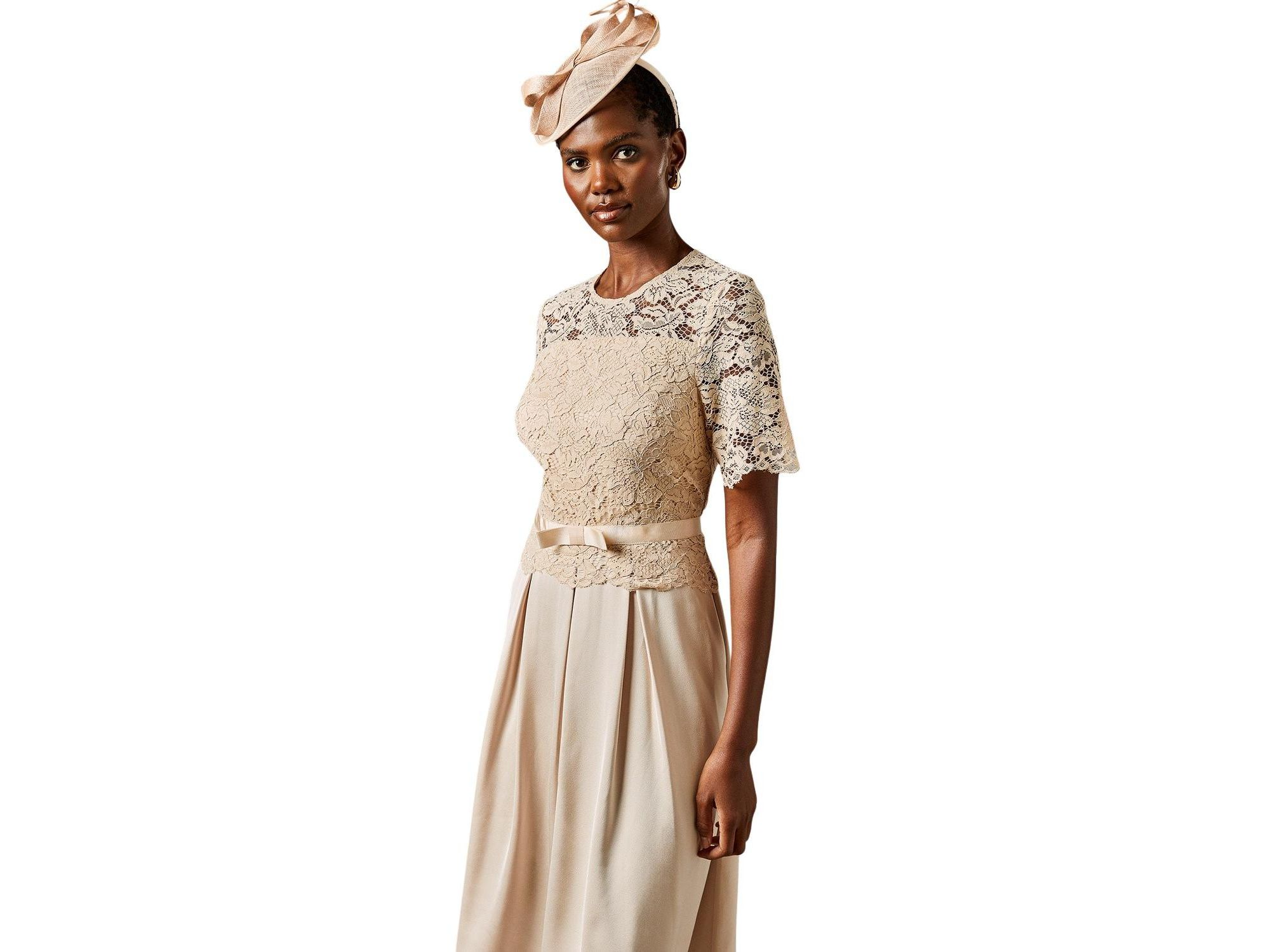 Lace And Crepe Full Skirted Midi Dress — Image 3