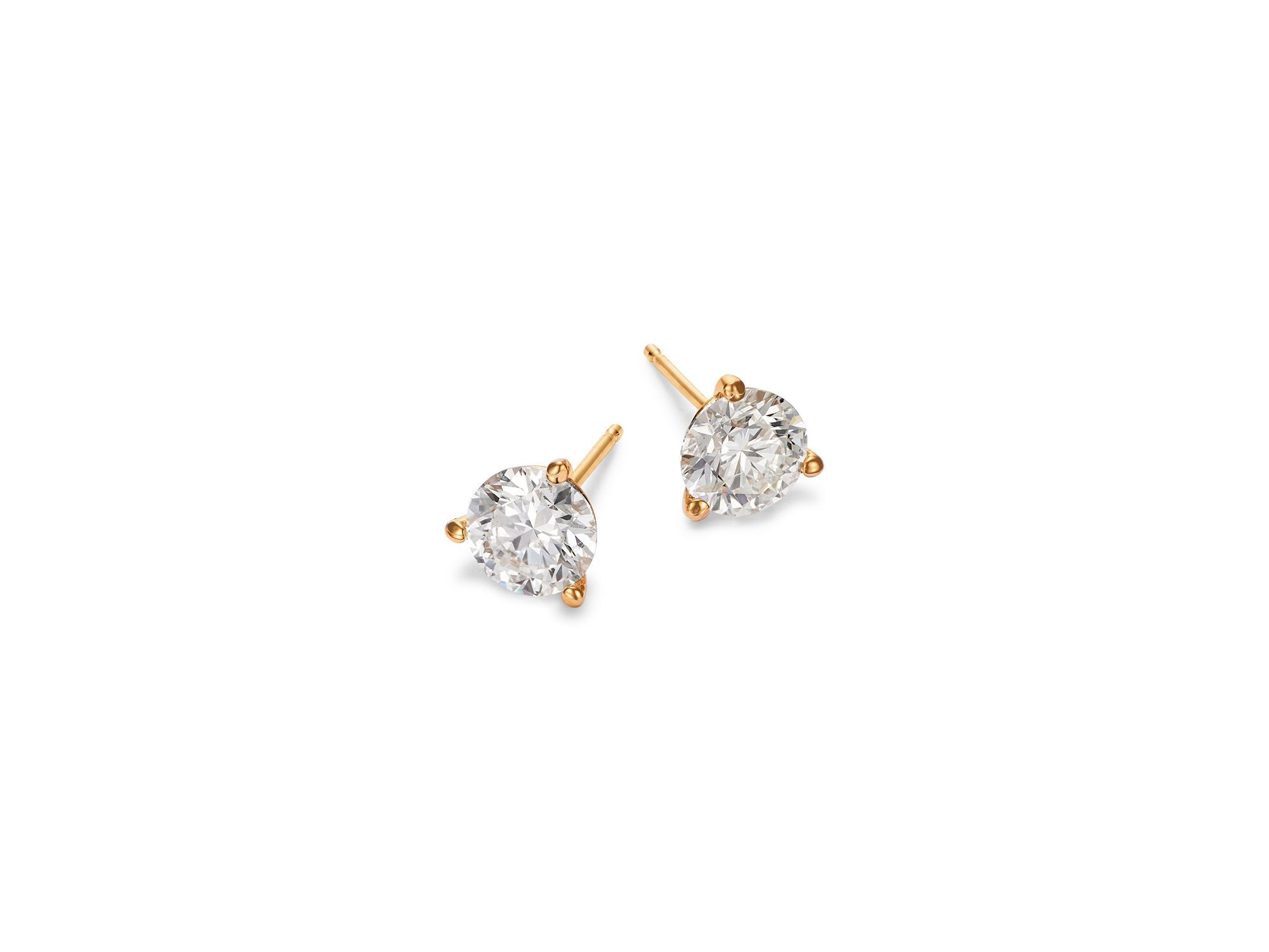 Certified Diamond Martini Set Stud Earrings in 14K Yellow Gold, 1.5 tcw — Image 3