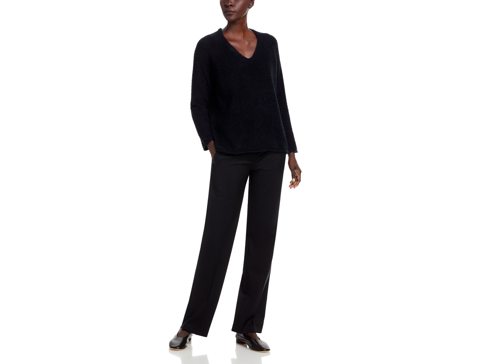 Fringed Cotton V Neck Sweater — Image 4