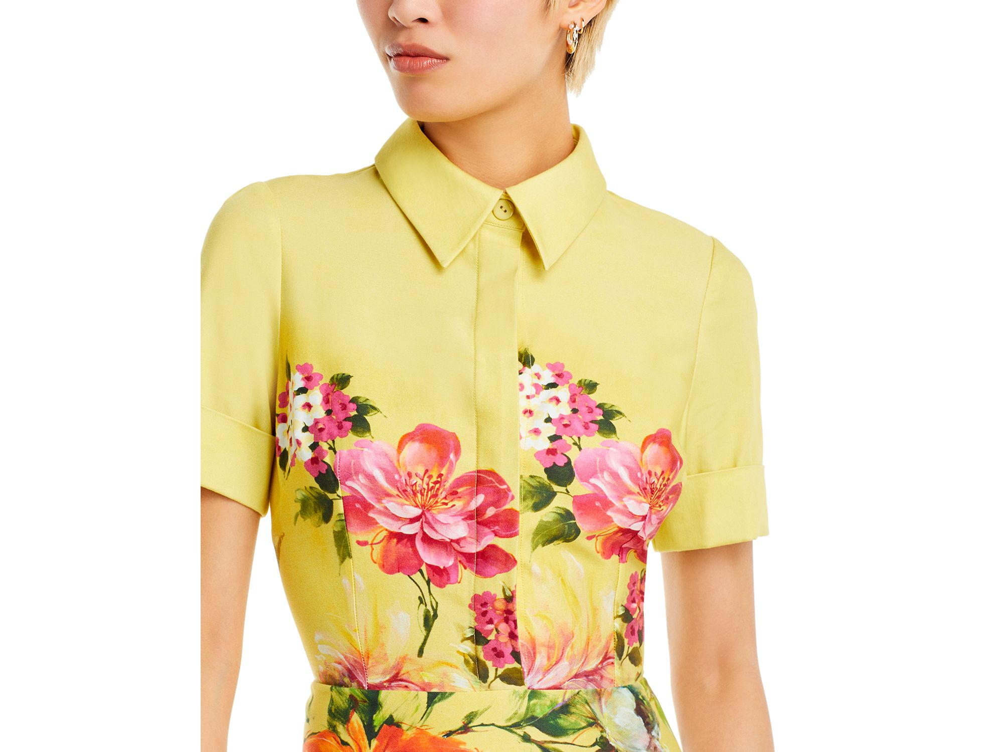 Bold Floral Print Shirt Midi Dress — Image 4
