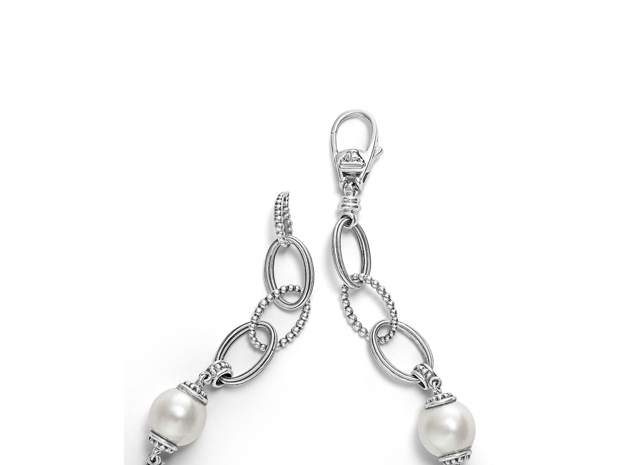Sterling Silver Luna Caviar Cultured Freshwater Pearl Link Bracelet — Image 3