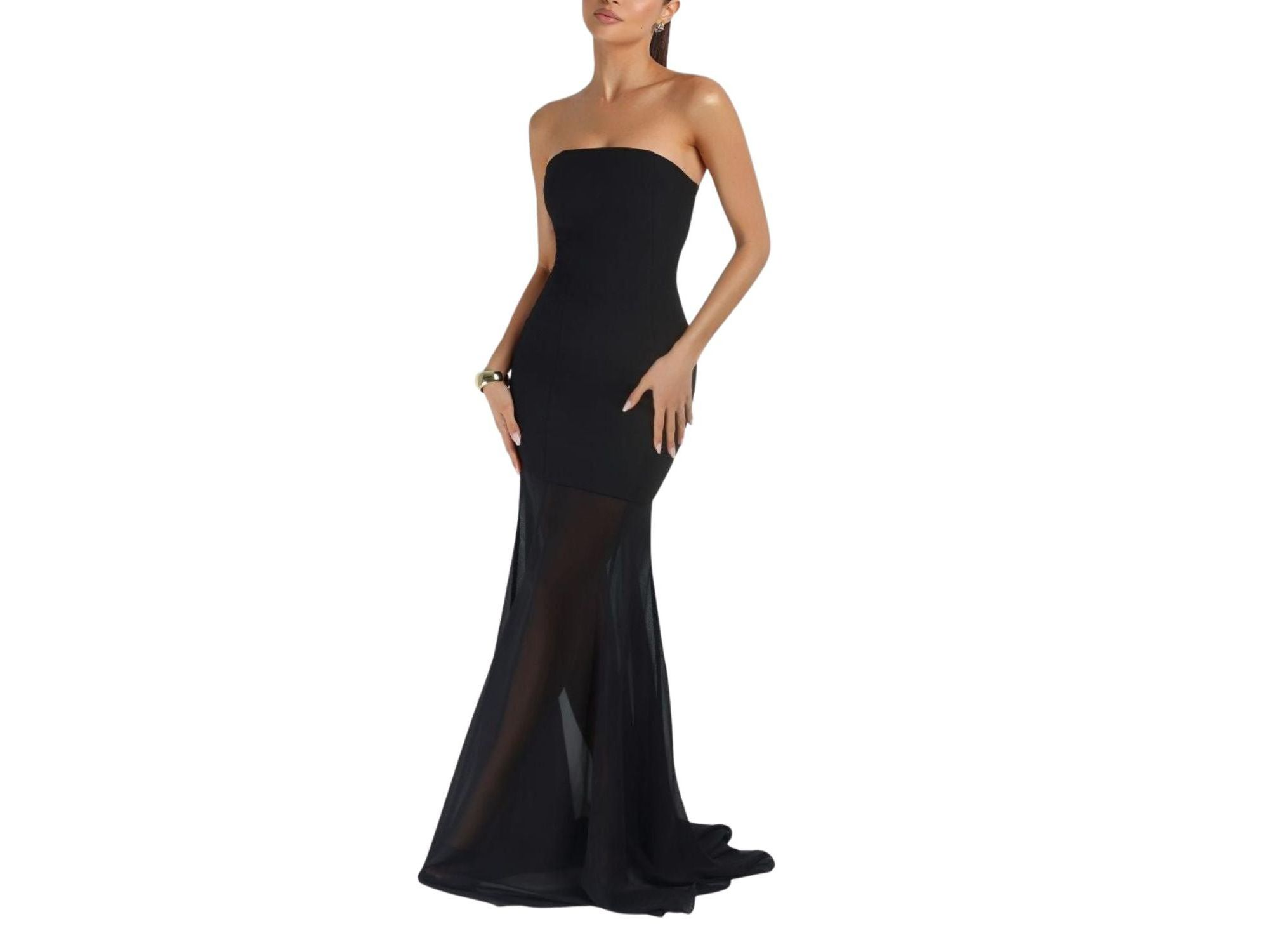 Strapless Crepe Chiffon Maxi Dress — Image 4