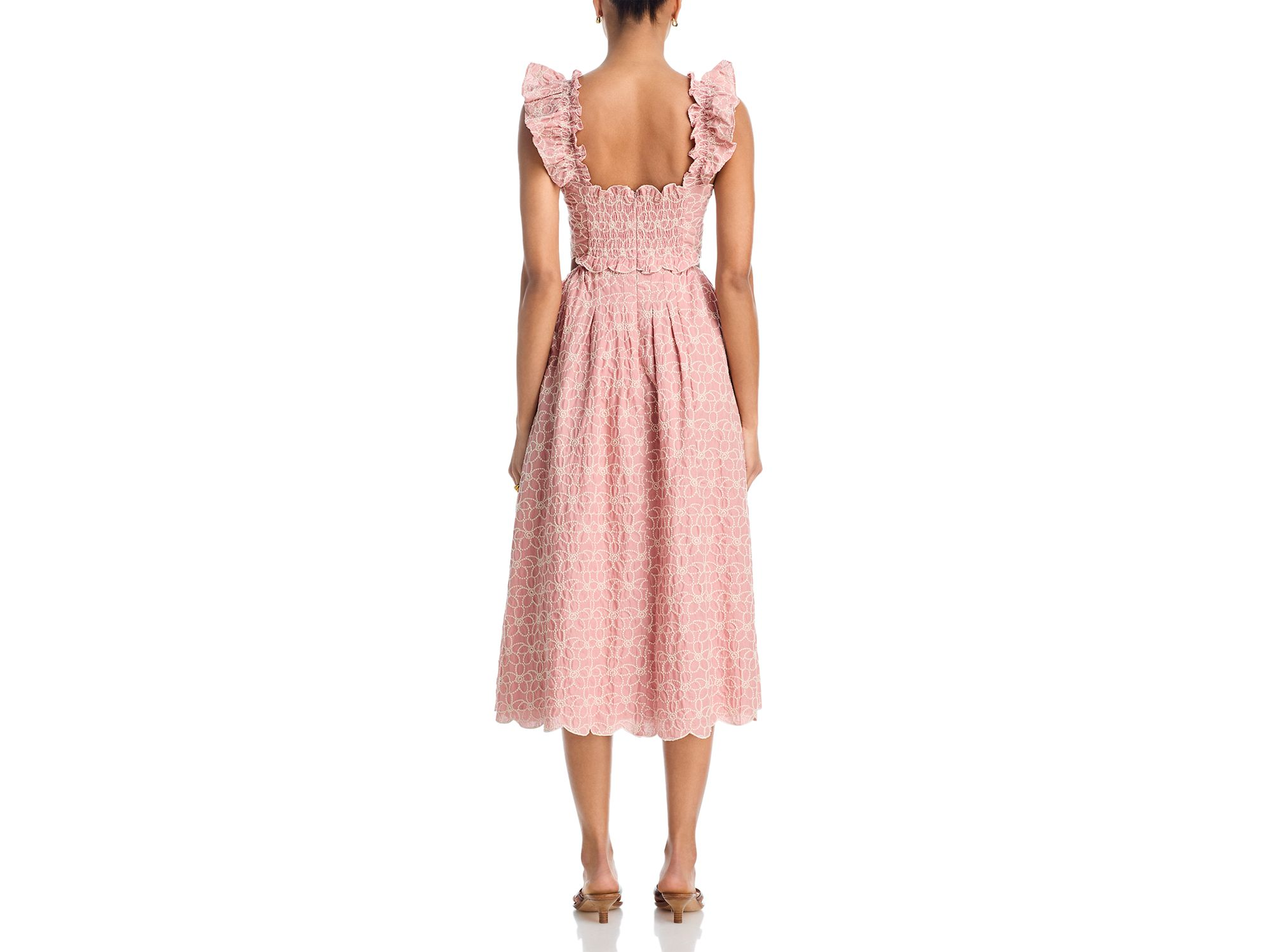 Embroidered Scallop Midi Dress - Exclusive — Image 3