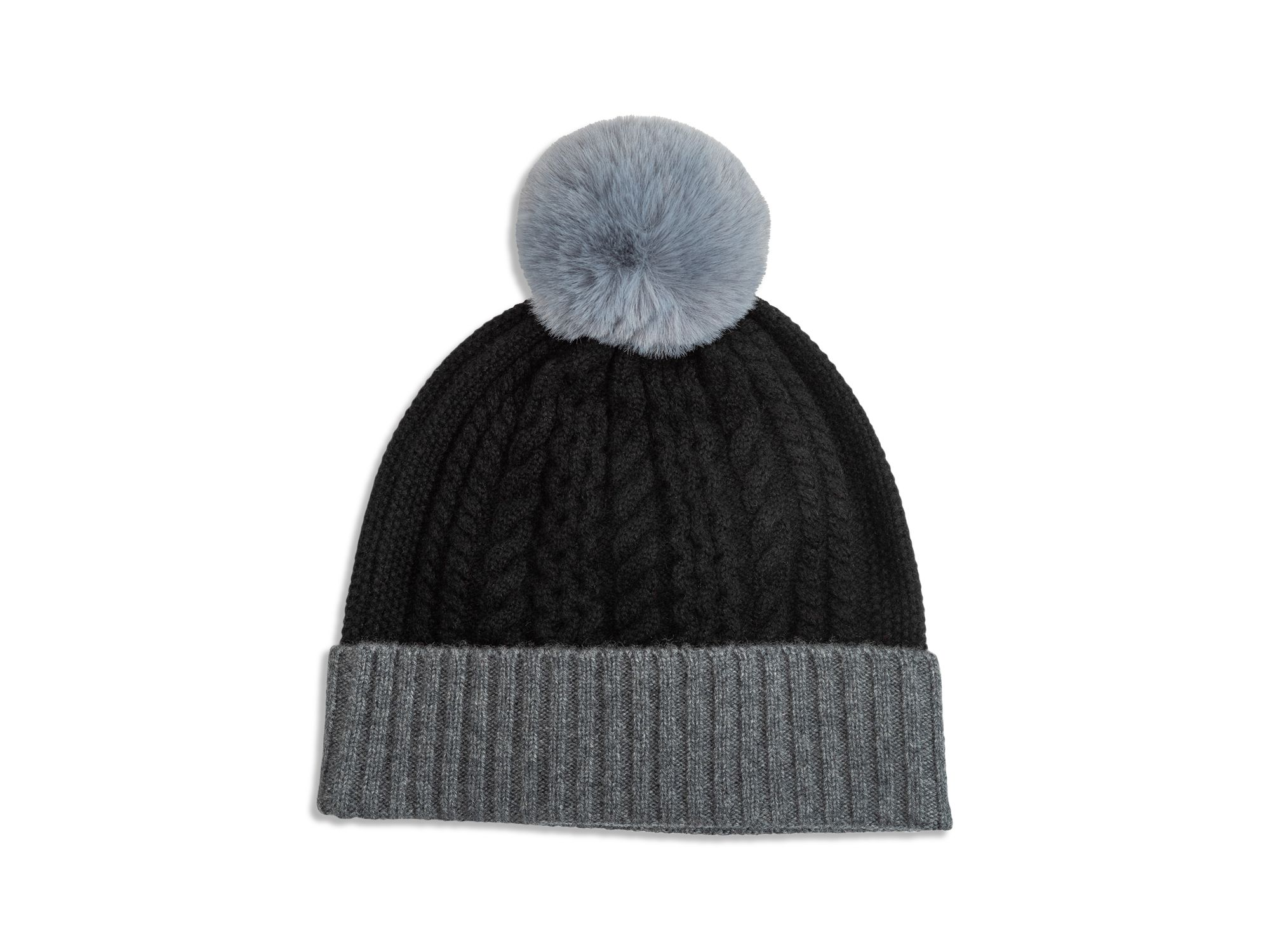 Color Block Cable Knit Wool & Cashmere Beanie — Image 3