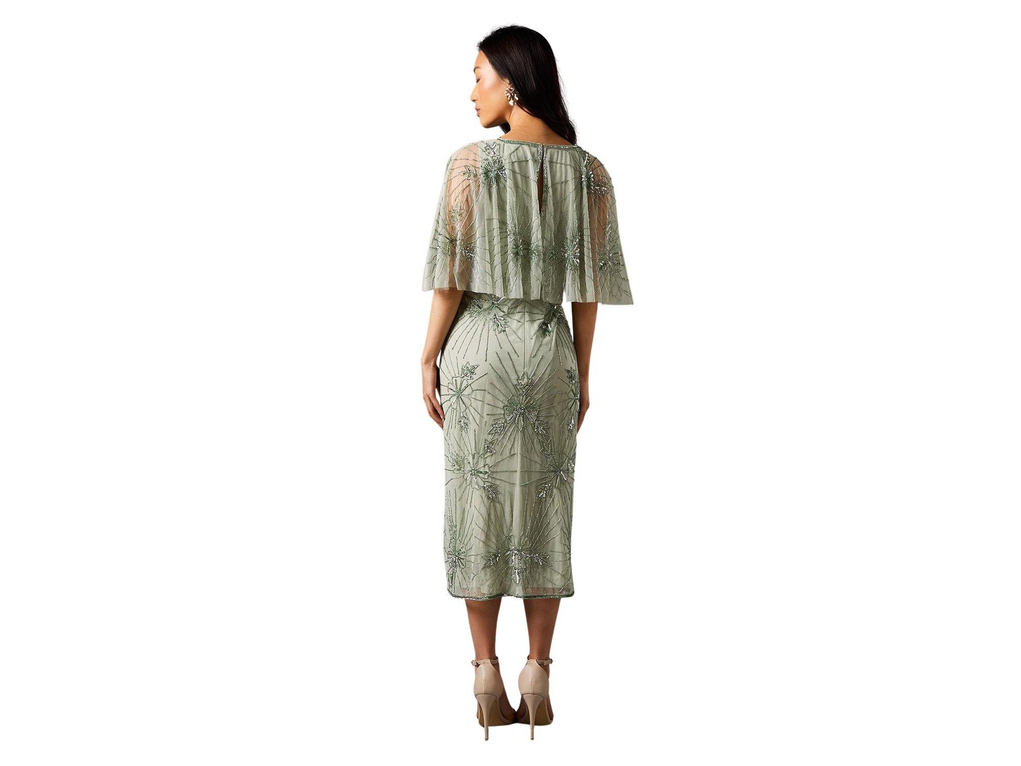 Floral Embellished Cape Midi Dress — Image 4
