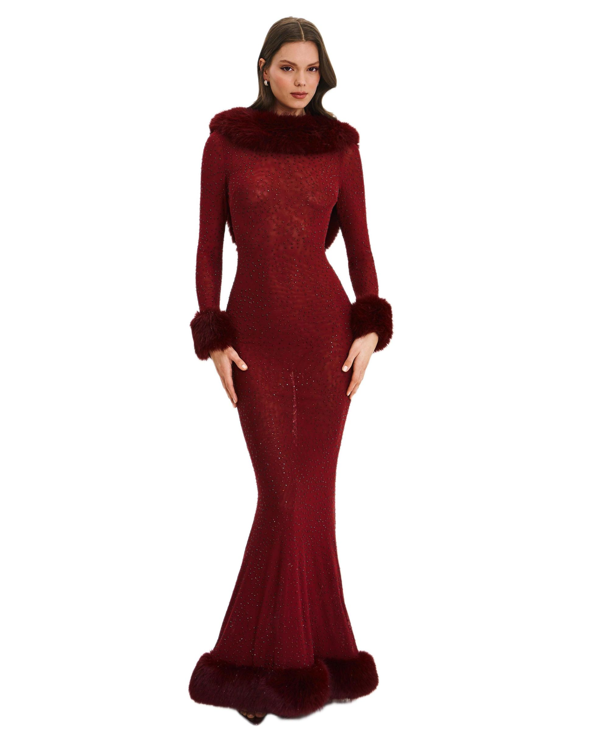 Mellie Regular-Length Rhinestone Mesh Low Back Mermaid Gown — Image 10