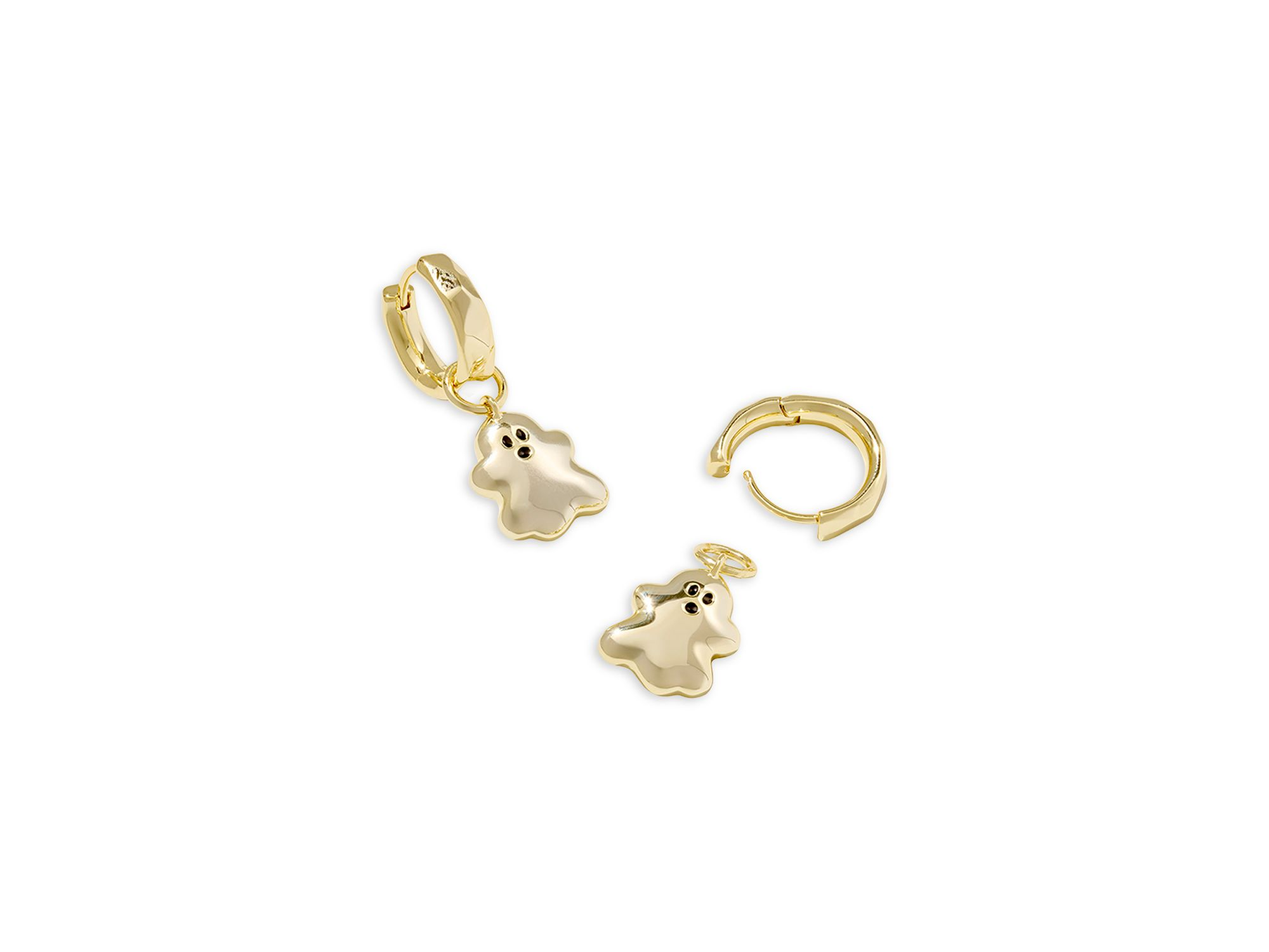 Mother Of Pearl Ghost Charm Huggie Hoop Earrings — Image 4