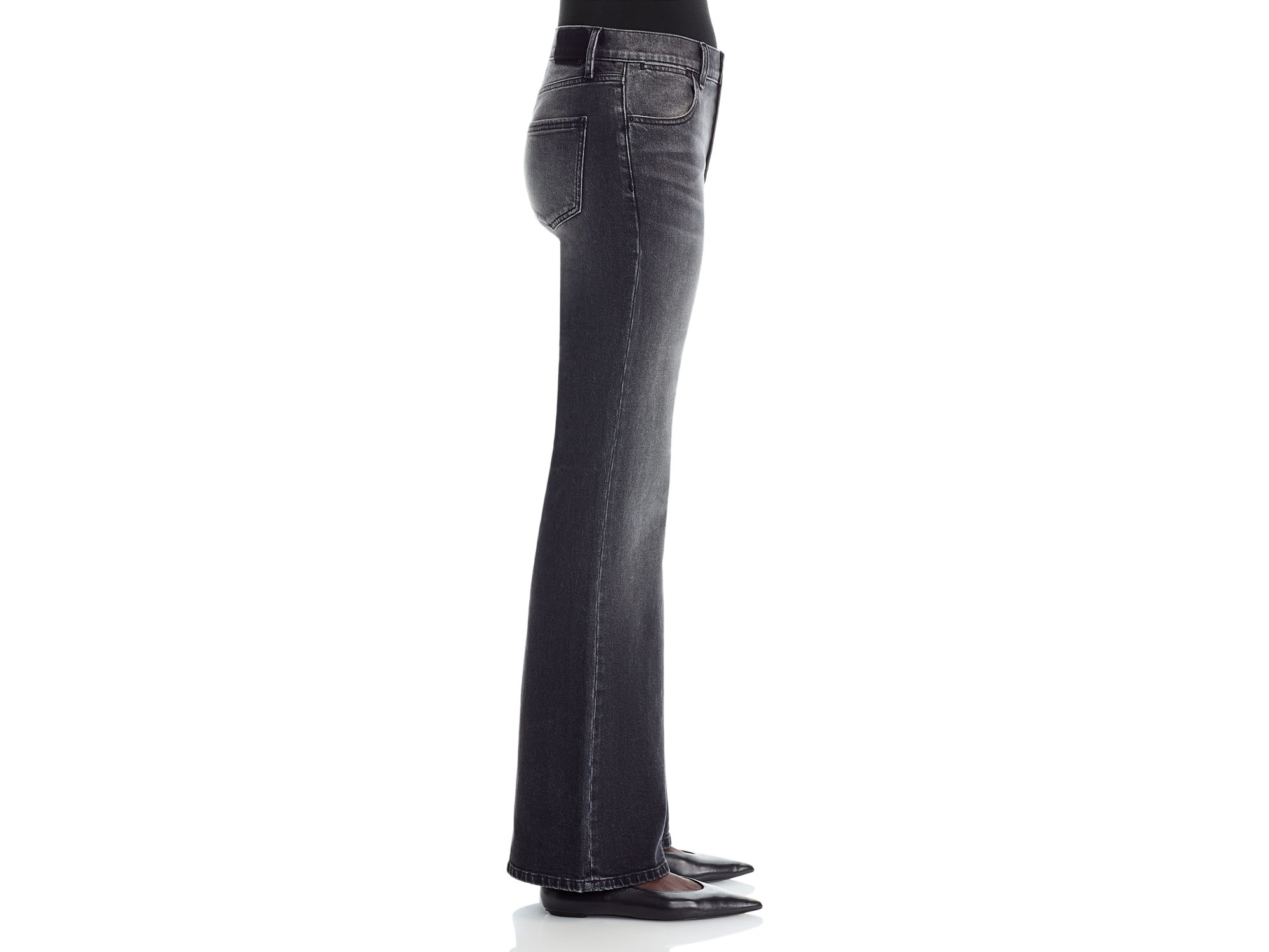 Rosie High Rise Flare Jeans in Washed Black — Image 5