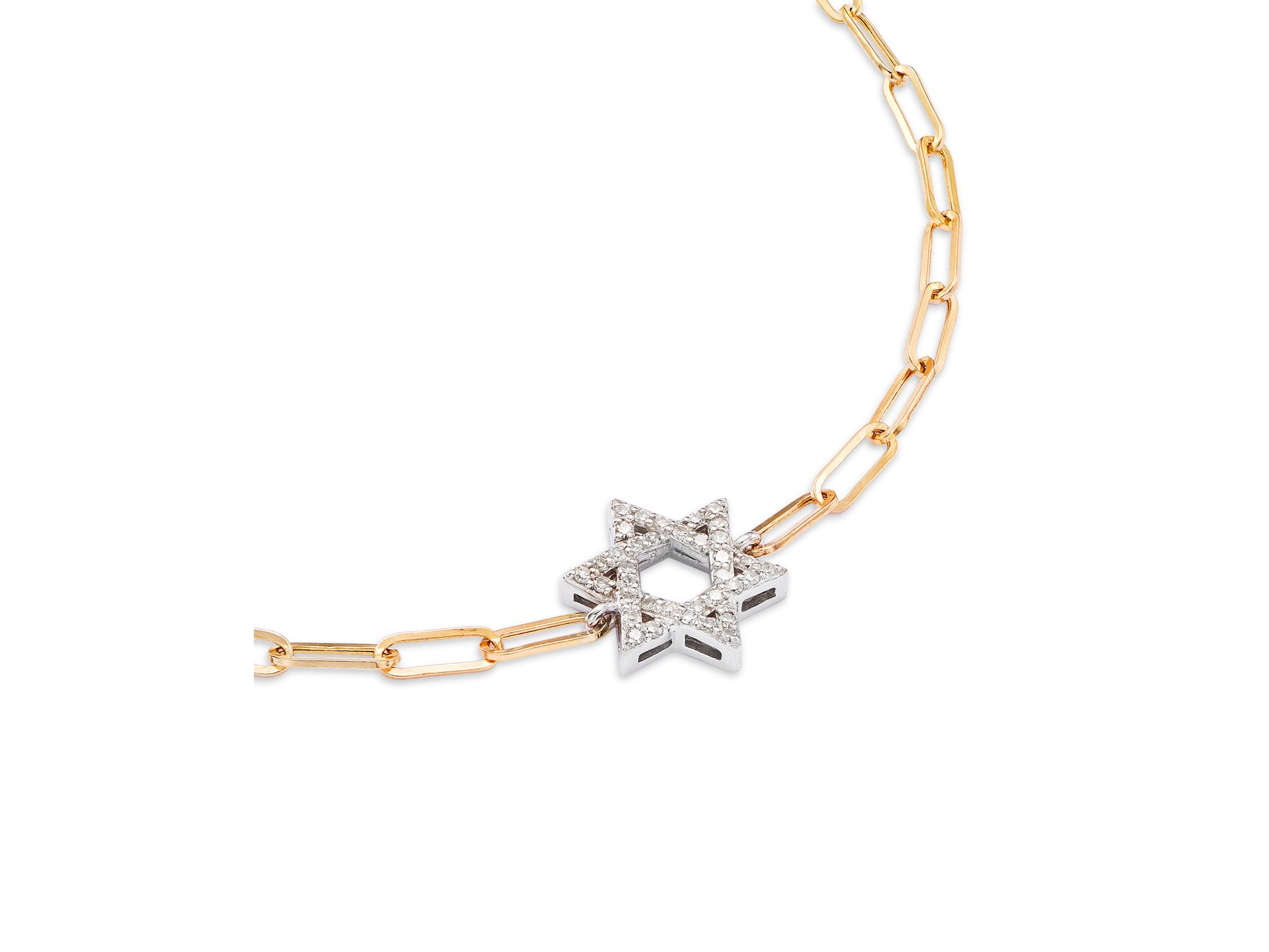 Diamond Star of David Bracelet in 14K White and Yellow Gold, 0.18 tcw — Image 3