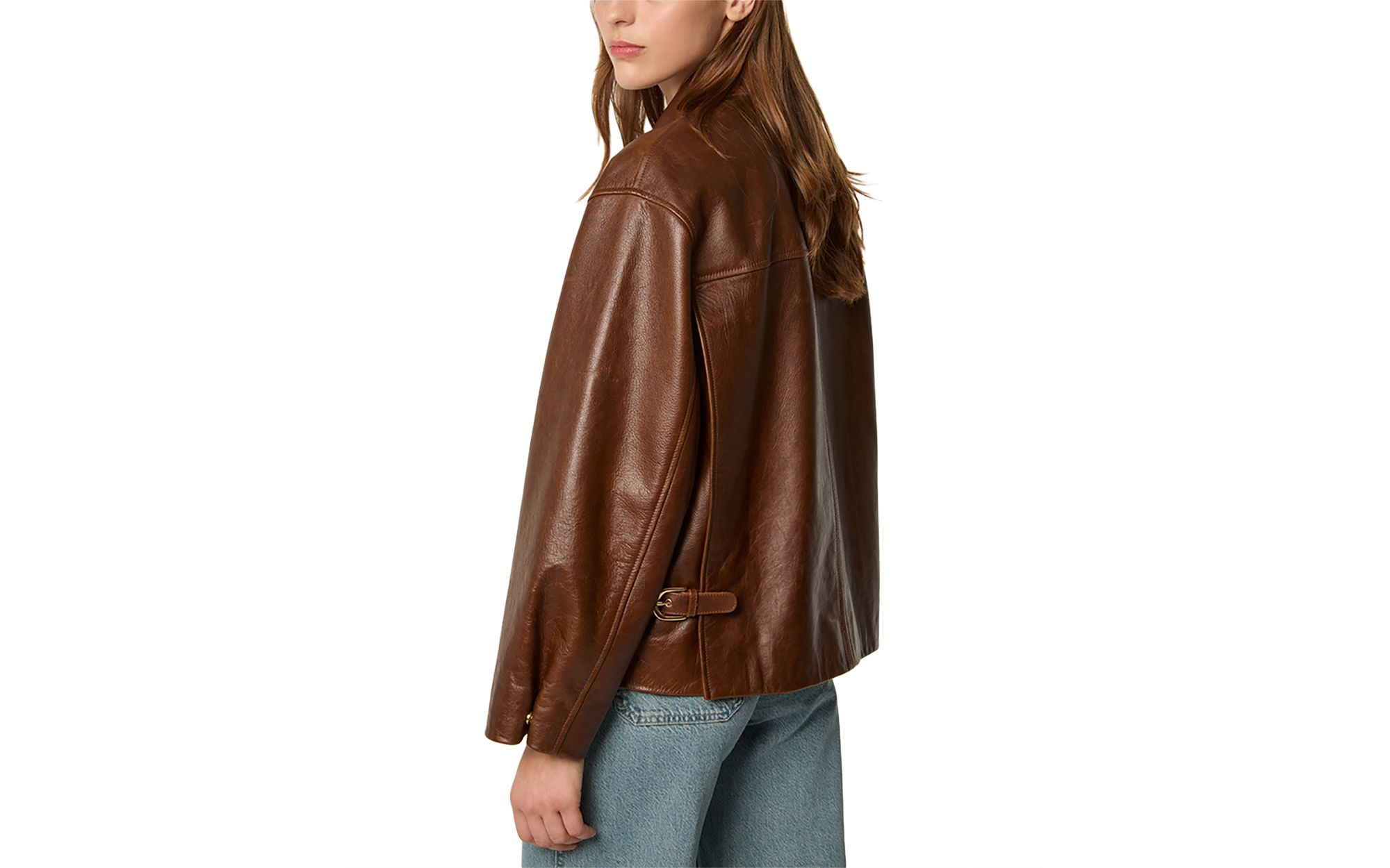Leather Jacket with Storm Flap — Image 4