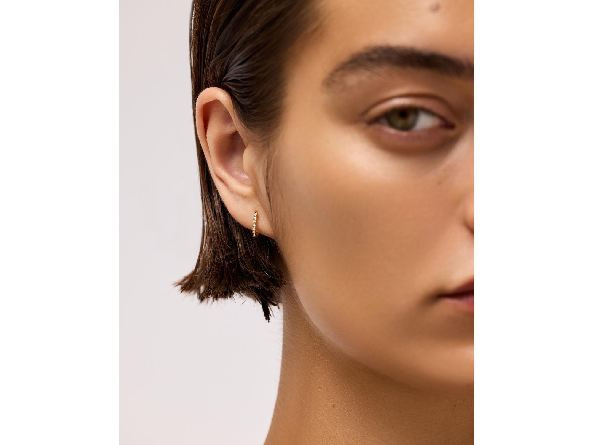 Gold Lab-grown Diamond Huggie Stud Earrings — Image 4