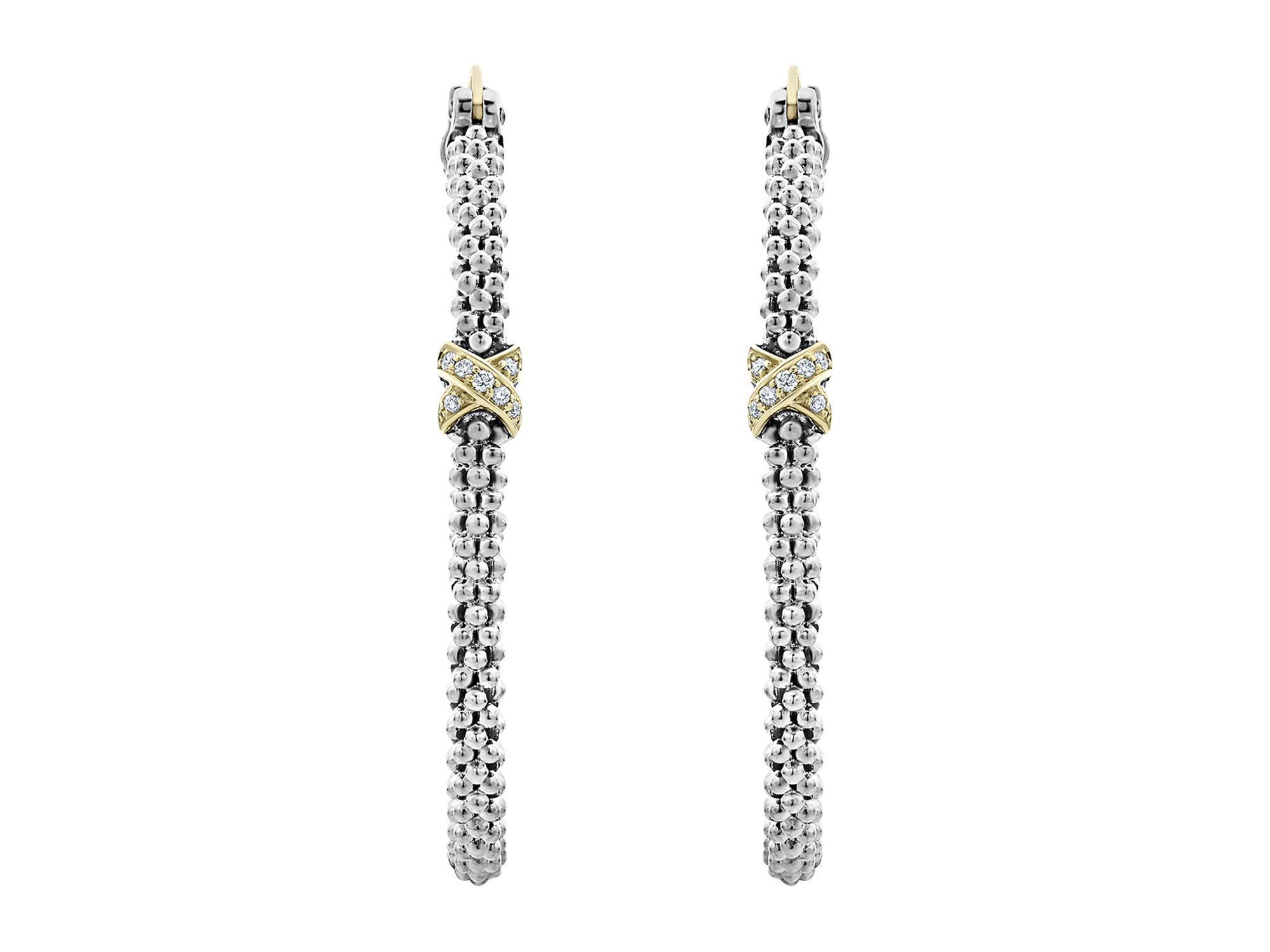 Sterling Silver & 18K Yellow Gold Embrace Diamond Hoop Earrings — Image 3