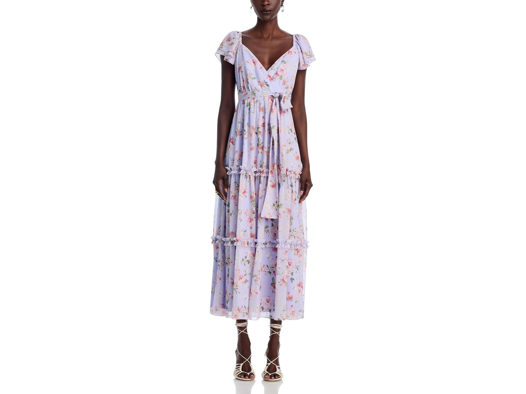 Floral Flutter Sleeve Maxi Dress - Exclusive — Image 6
