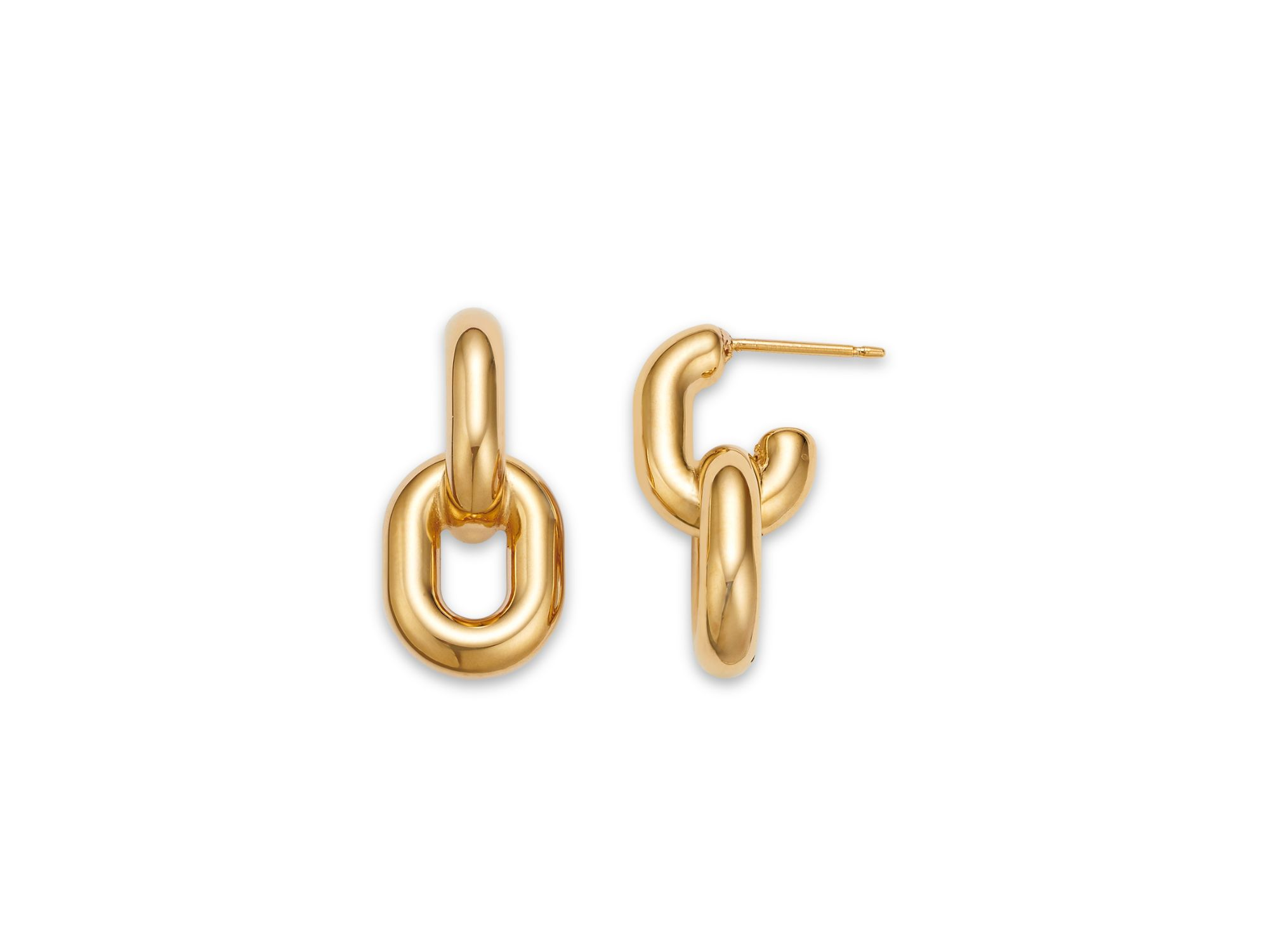 Polished Oval Link Drop Earrings in 14K Yellow Gold — Image 3