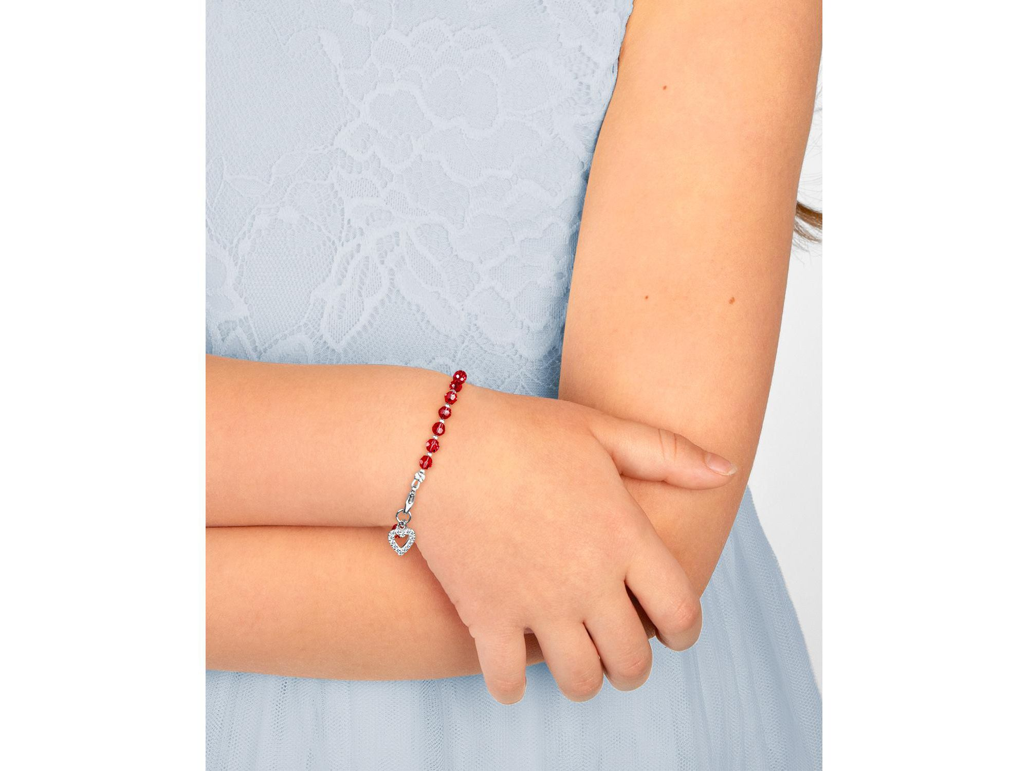 Children's Sterling Silver Birthstone Crystal Bracelet Girls' 6.25" Bracelet — Image 3