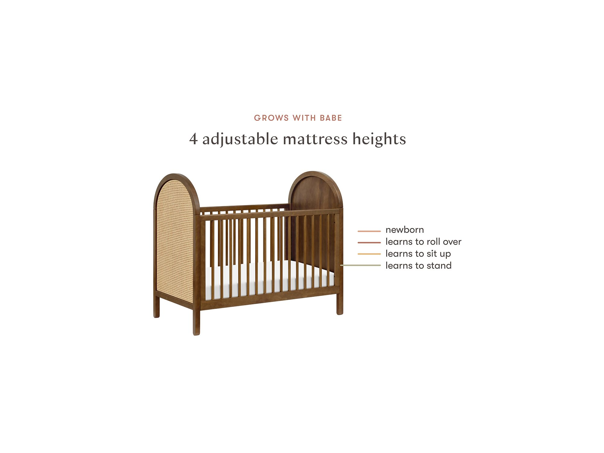 Bondi Cane 3-in-1 Convertible Crib with Toddler Bed Conversion Kit in Natural Walnut — Image 7