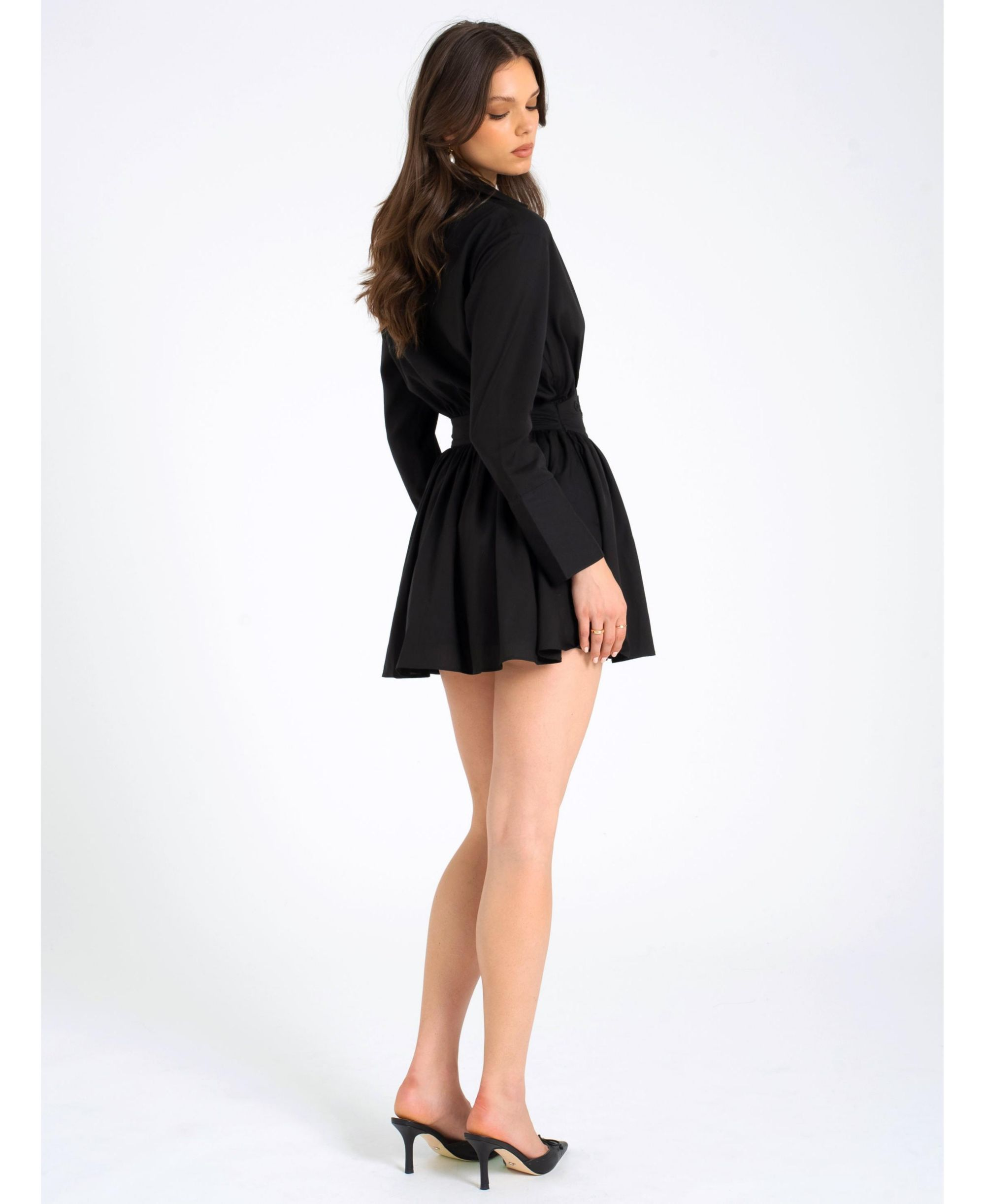 Jamila Embroidered Waist Shirt Style Mini Dress — Image 8