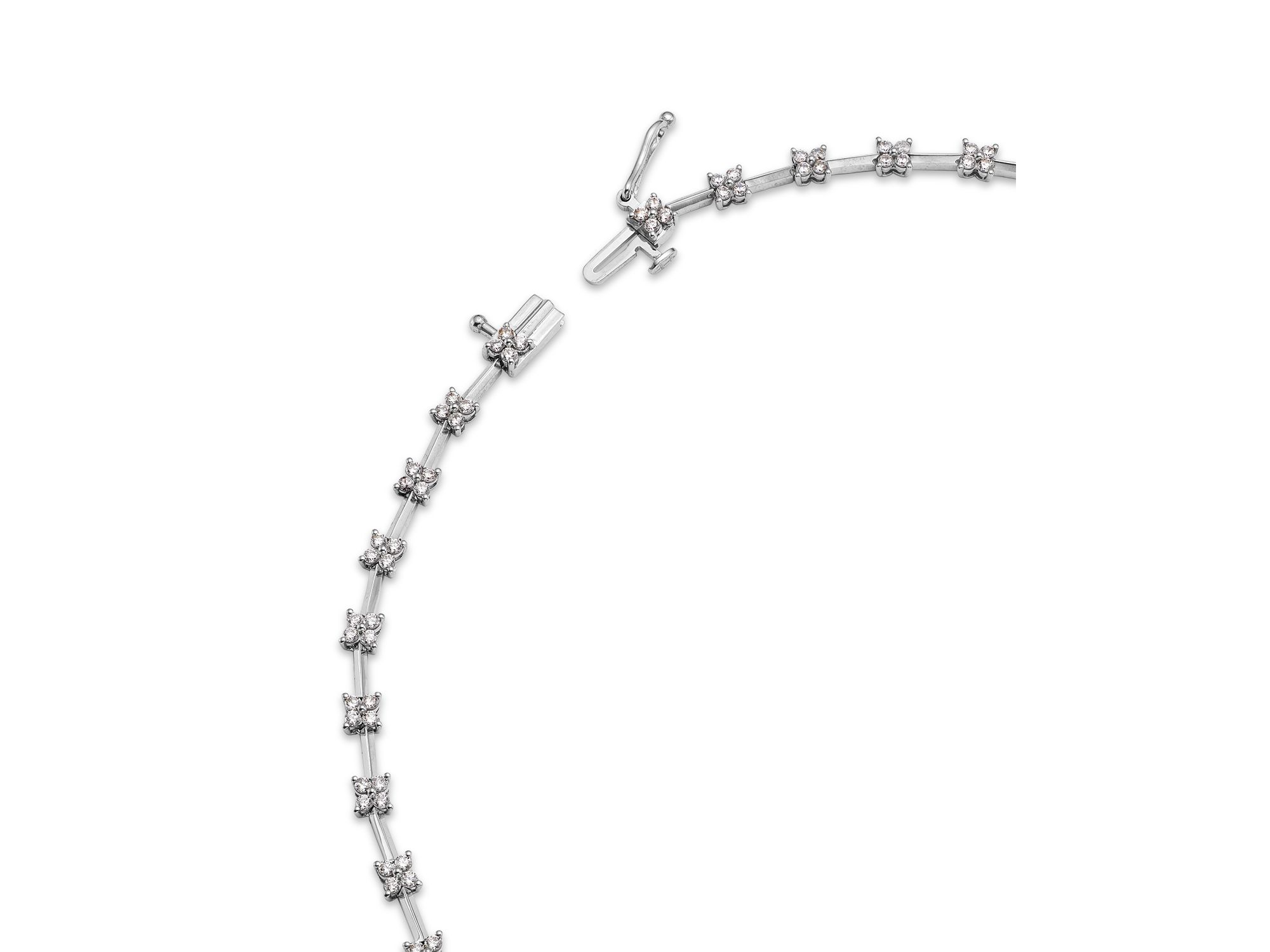 Diamond Station Collar Necklace in 14K White Gold, 3.0 tcw, 17" — Image 4