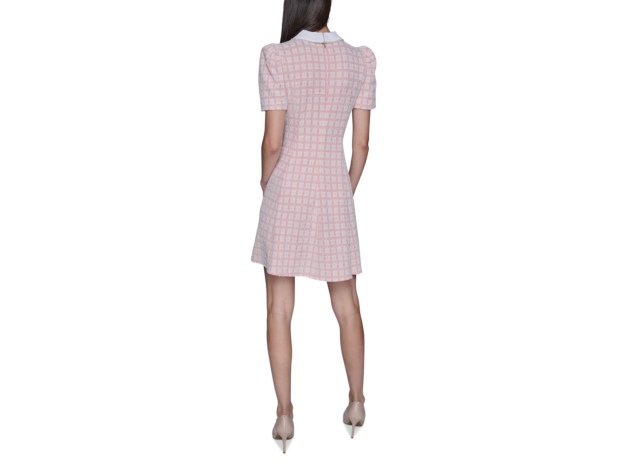 Short Puff Sleeve Tweed Dress — Image 4