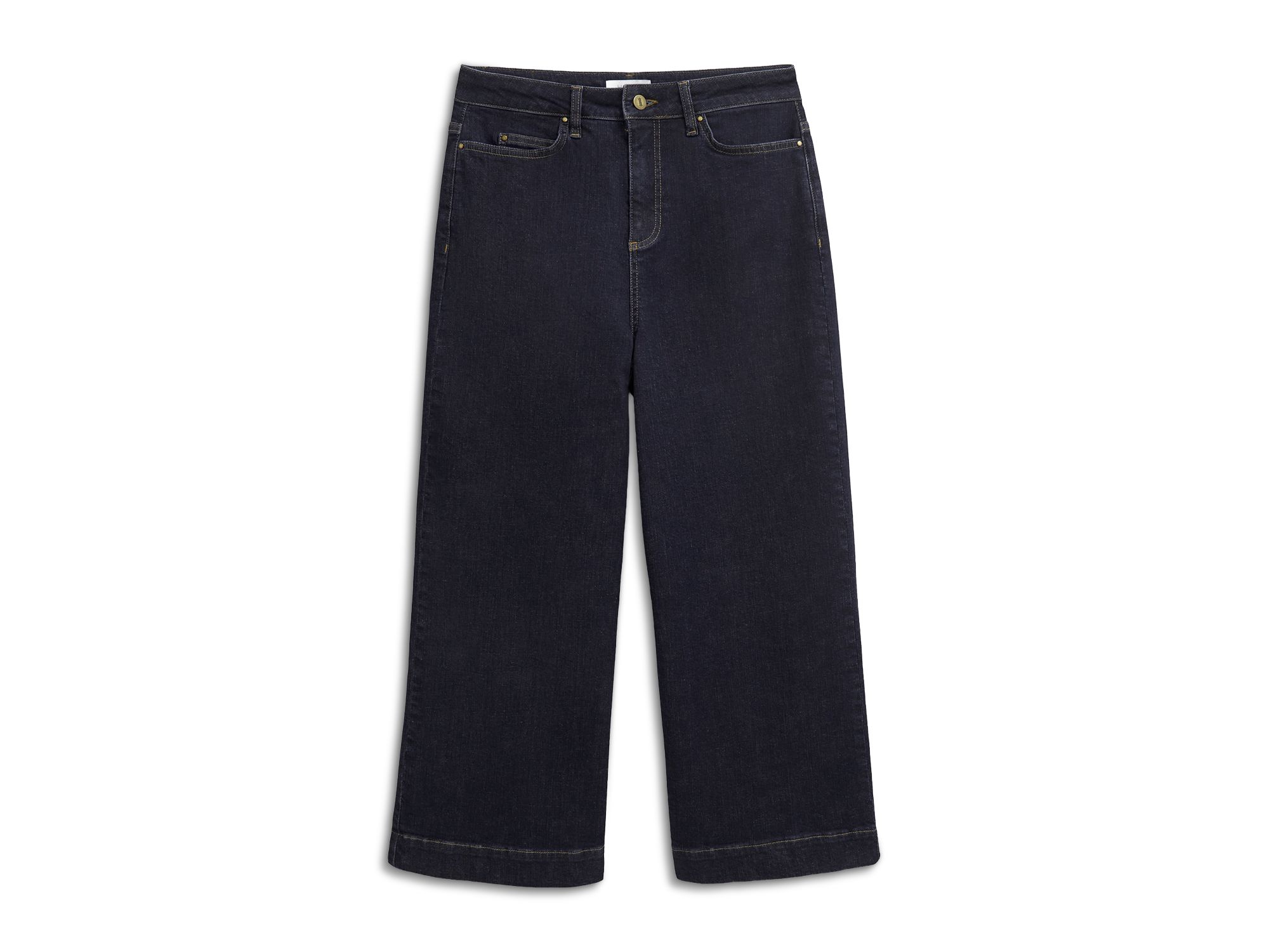 Brinley High Rise Cropped Wide Leg Jeans in Indigo — Image 3