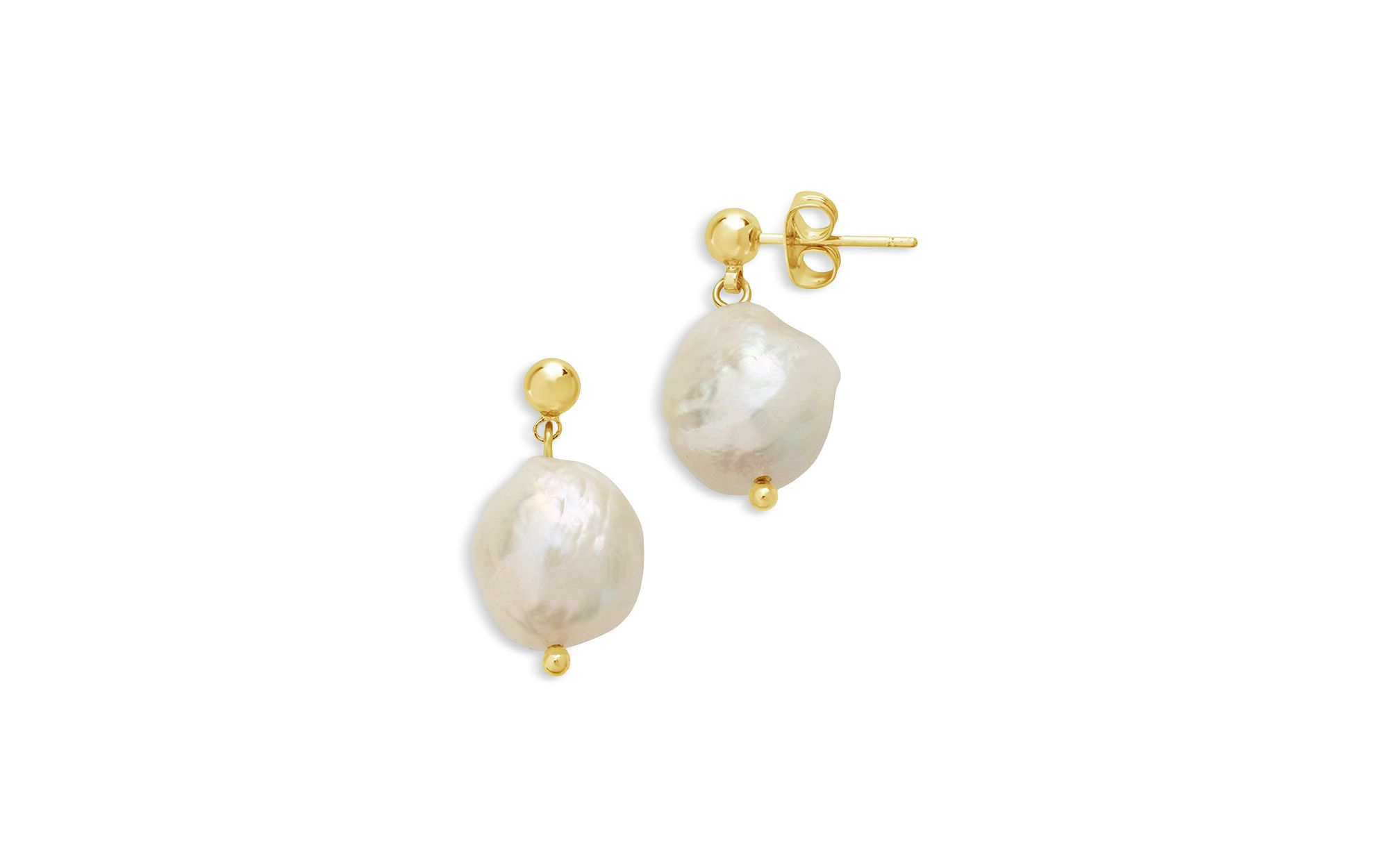 Large Imitation Baroque Pearl Drop Studs — Image 3
