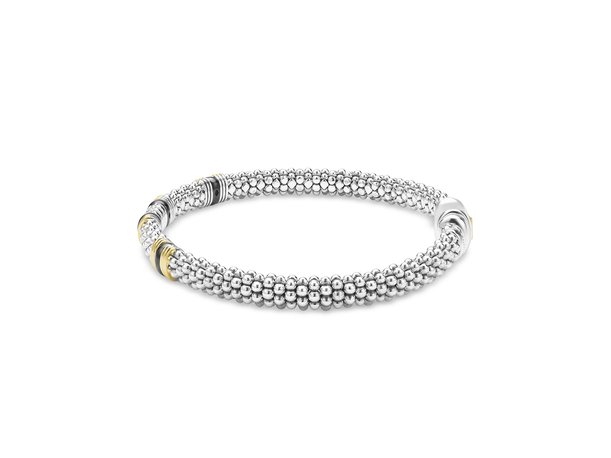 Two Tone Black Ceramic Station Bracelet, 6mm — Image 4