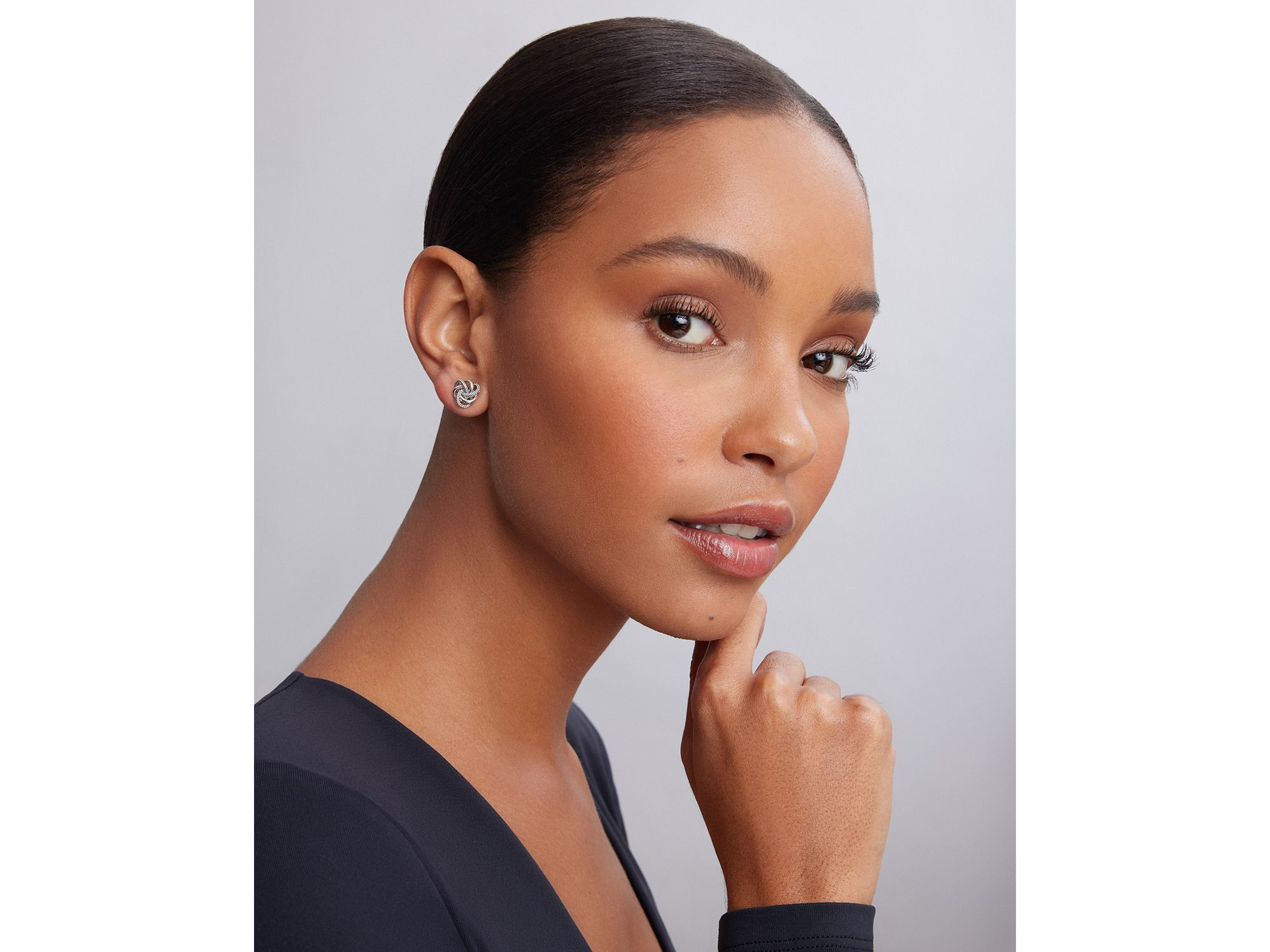 Sterling Love Knot Stud Earrings — Image 3