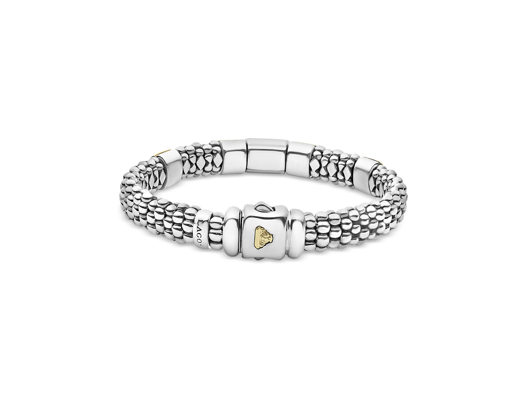 Sterling Silver & 18K Gold High Bar Diamond Bracelet — Image 6