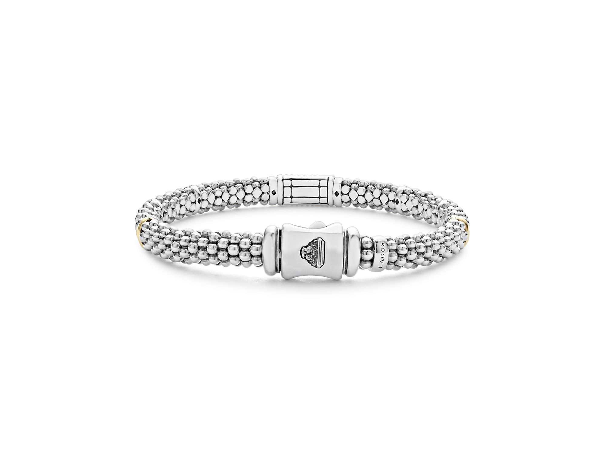 Sterling & 18K Yellow Gold Diamond Signature Caviar Bracelet — Image 5