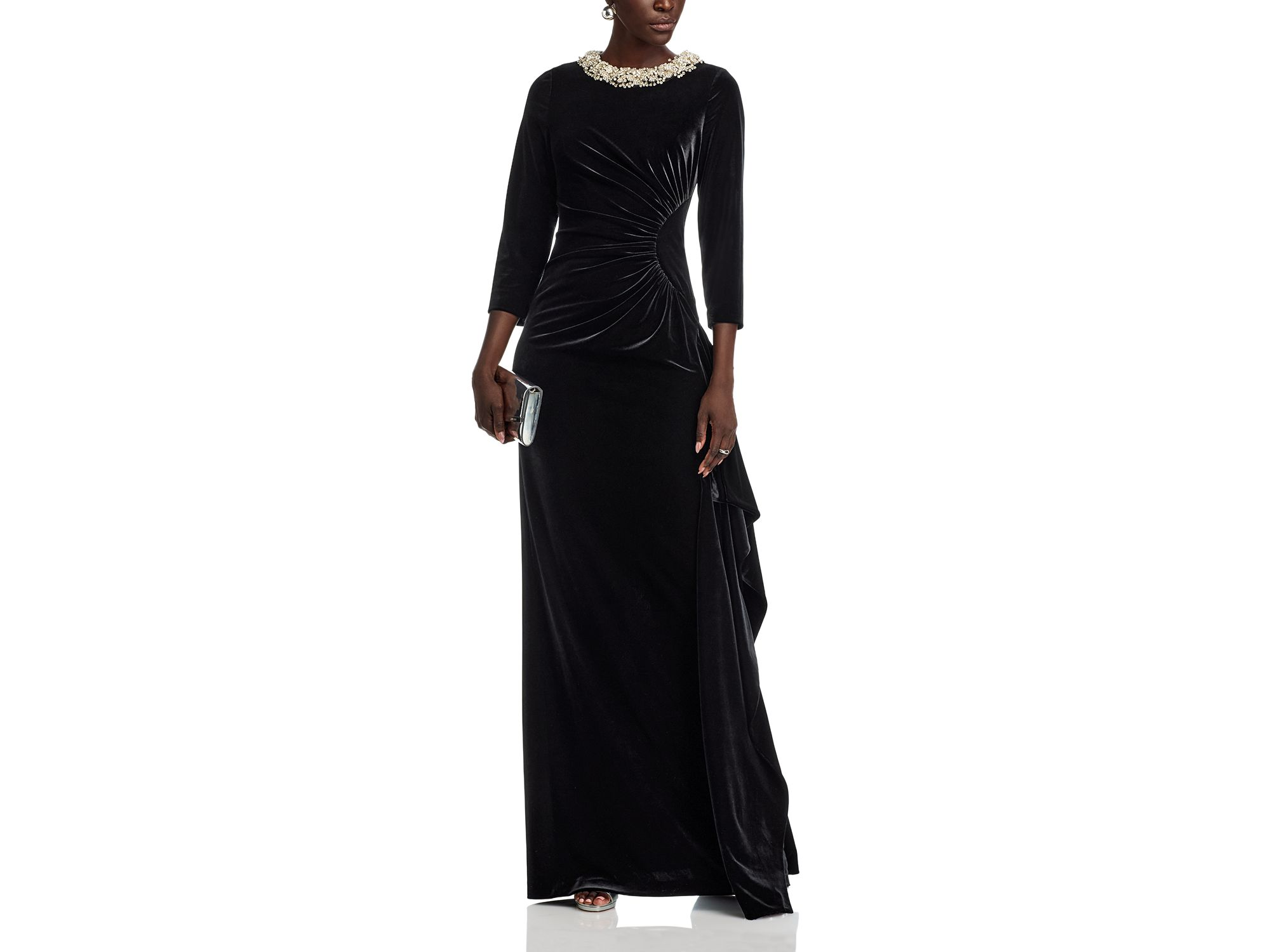 Velvet Jeweled Collar Gown — Image 3