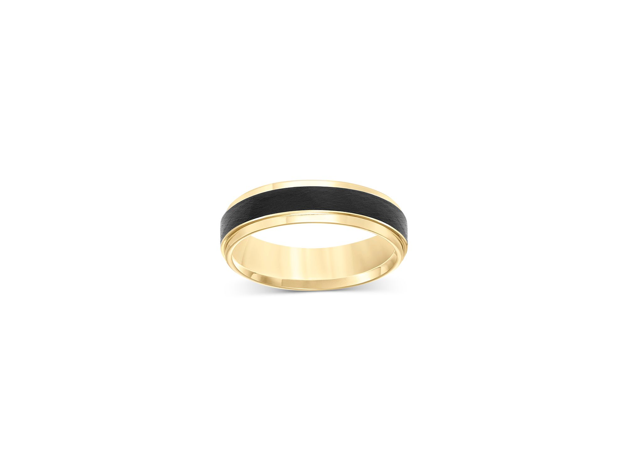 Men's Bevel Edge Band in Yellow & Black Tungsten — Image 3