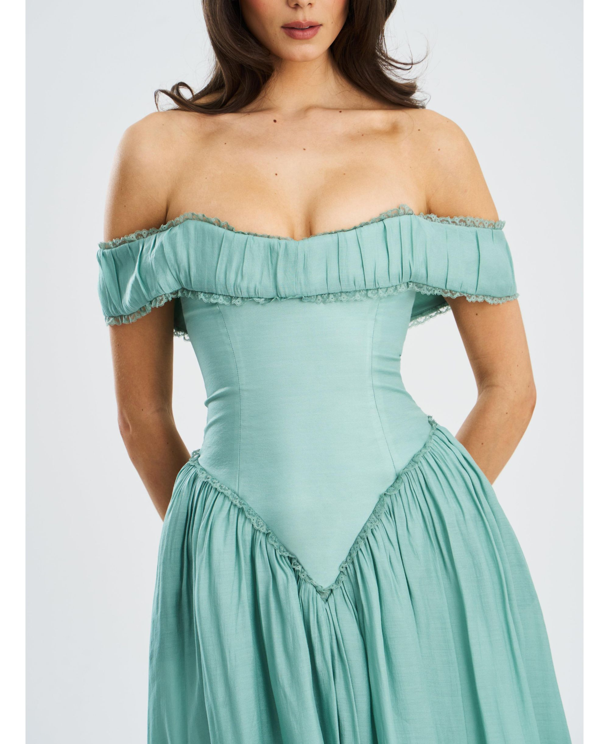 Xavy Rayon Off Shoulder Corset Midi Dress — Image 3
