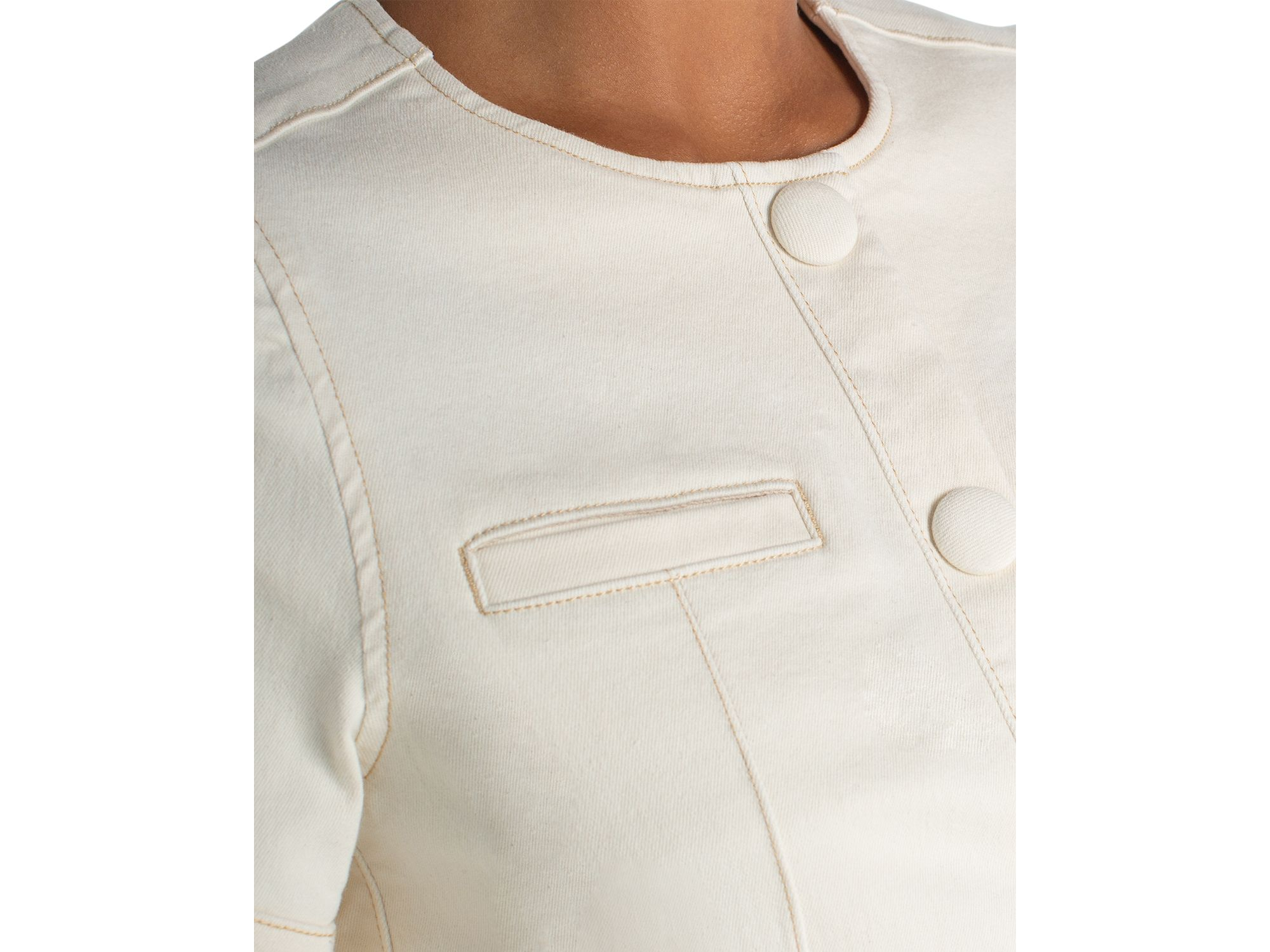 Collarless Short Sleeve Cropped Jacket — Image 4