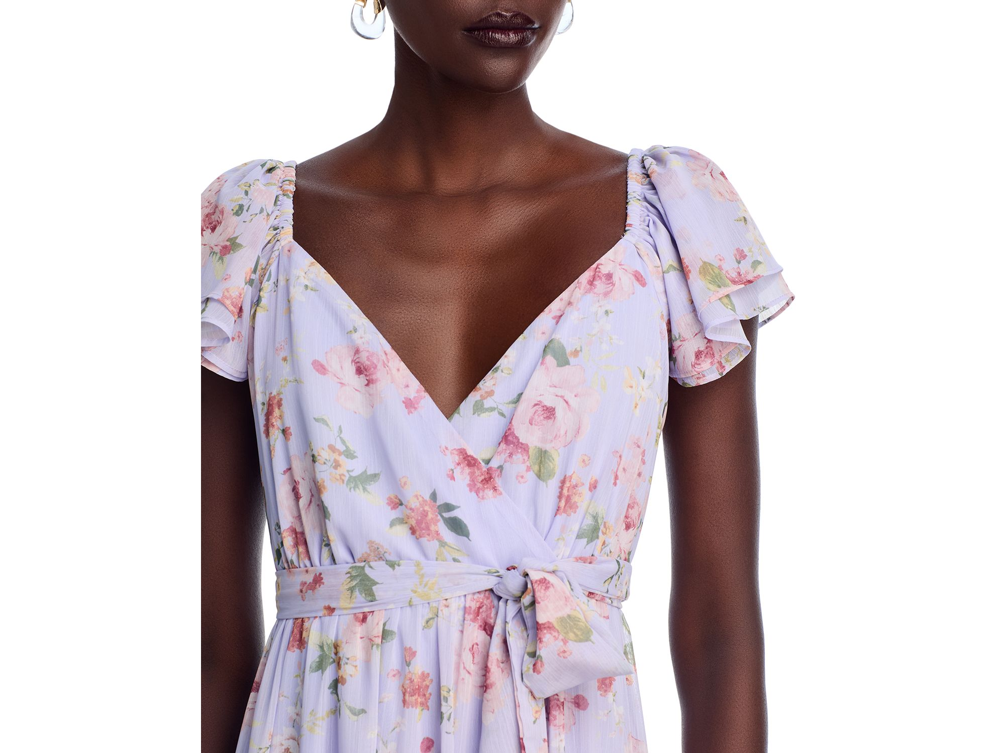 Floral Flutter Sleeve Maxi Dress - Exclusive — Image 3