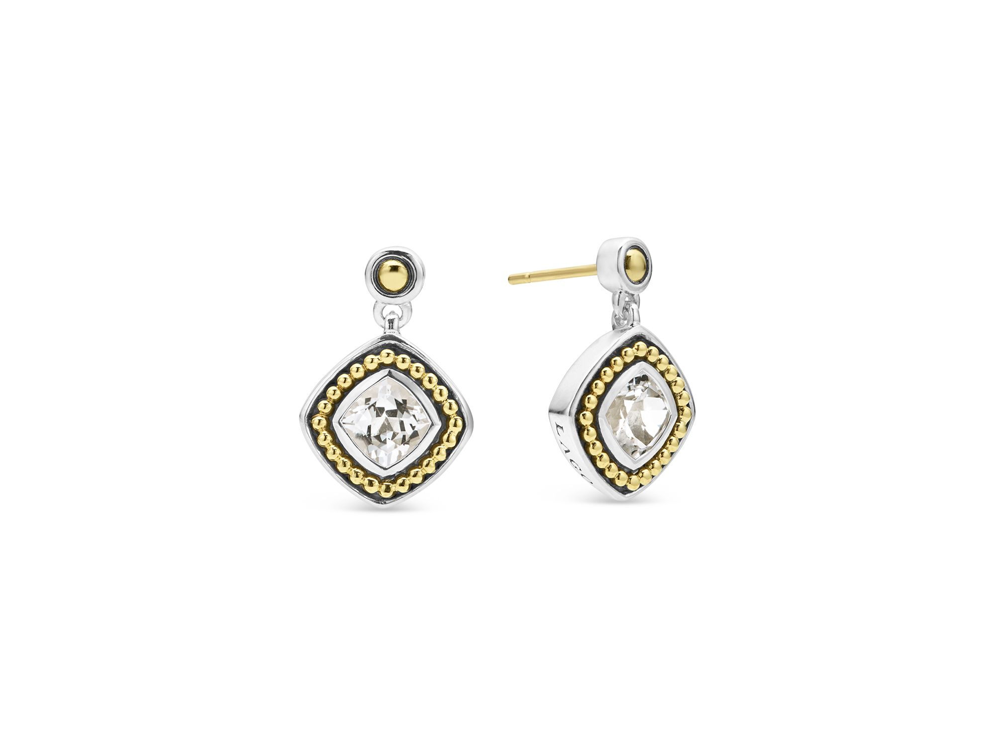 18K Yellow Gold & Sterling Silver Rittenhouse White Topaz Drop Earrings — Image 4