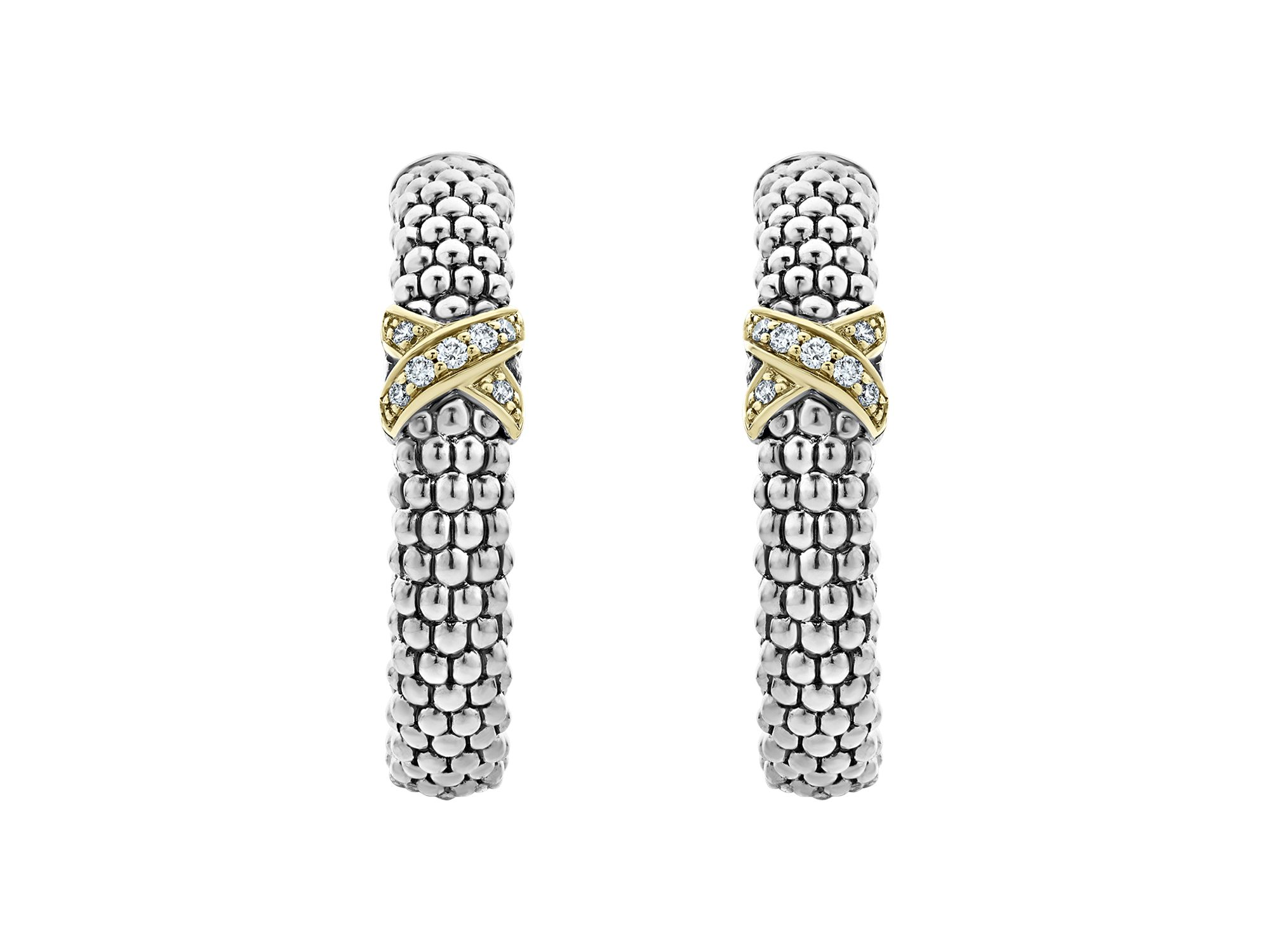 Sterling Silver & 18K Yellow Gold Embrace Diamond Hoop Earrings — Image 3
