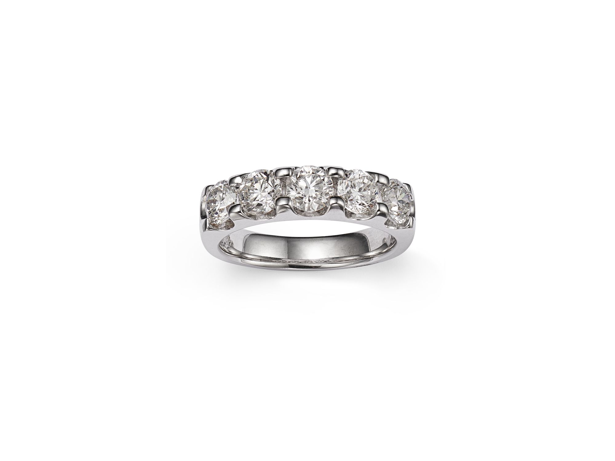 Certified Diamond 5 Stone Band in 18K White Gold, 2 tcw — Image 4