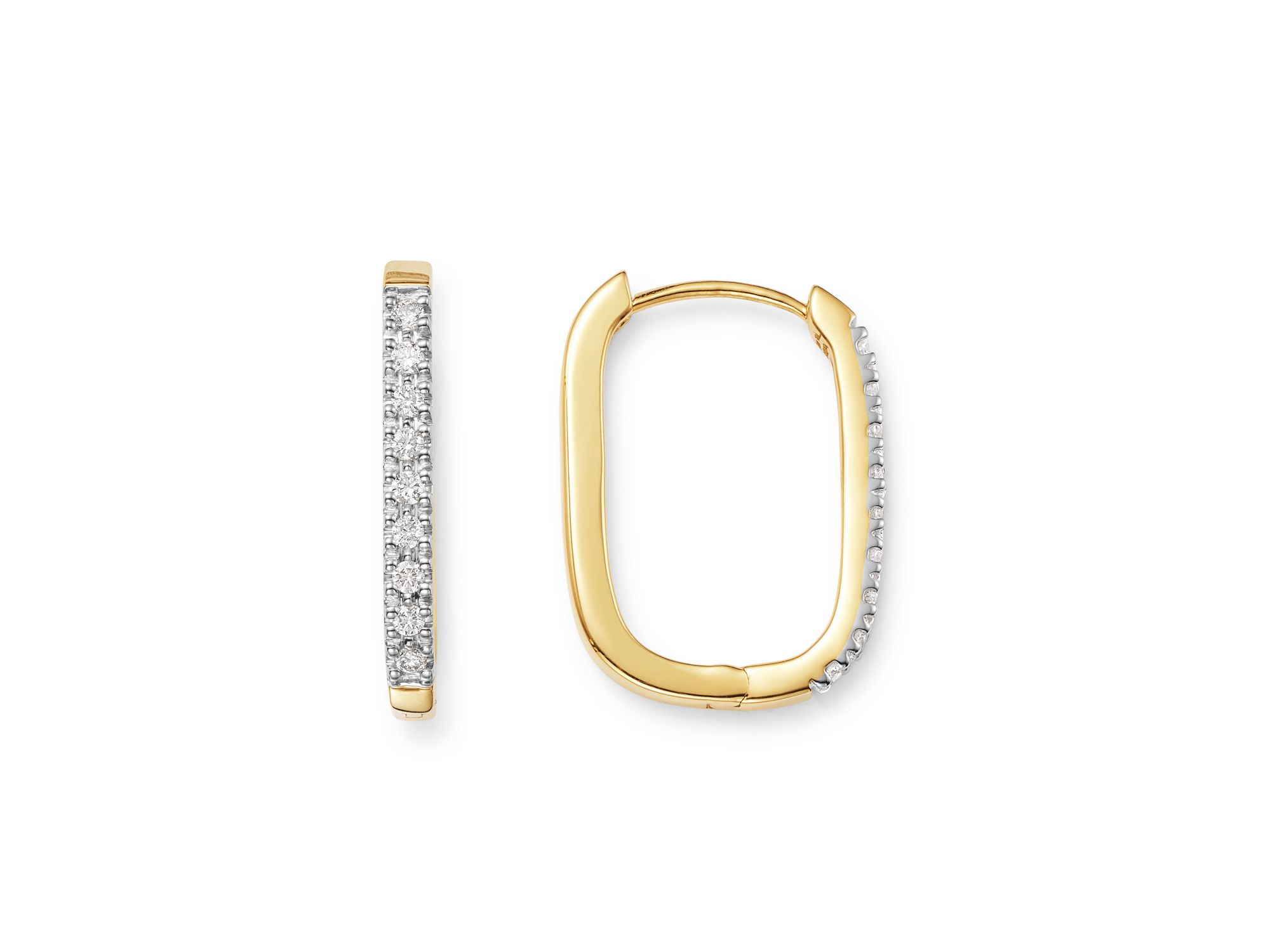 Bloomingdale's Diamond Square Hoop Earrings in 14K White and Yellow Gold, 0.16 ct.t.w. — Image 5