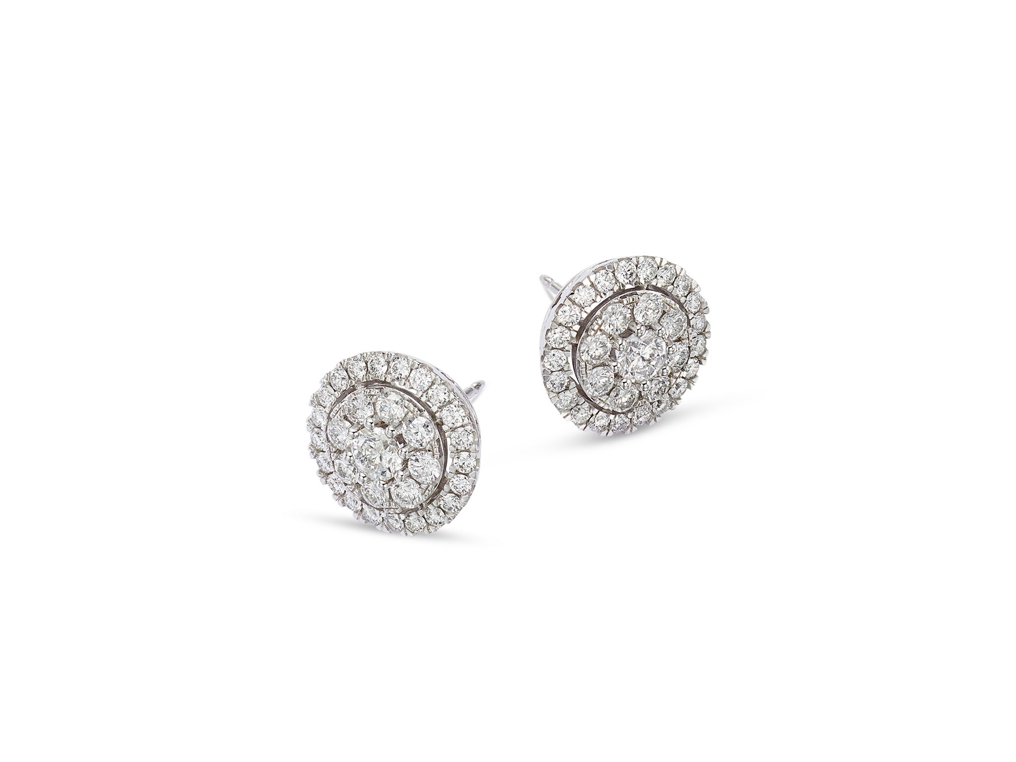 Diamond Cluster Stud Earrings in 14K White Gold, 2.50 tcw — Image 5