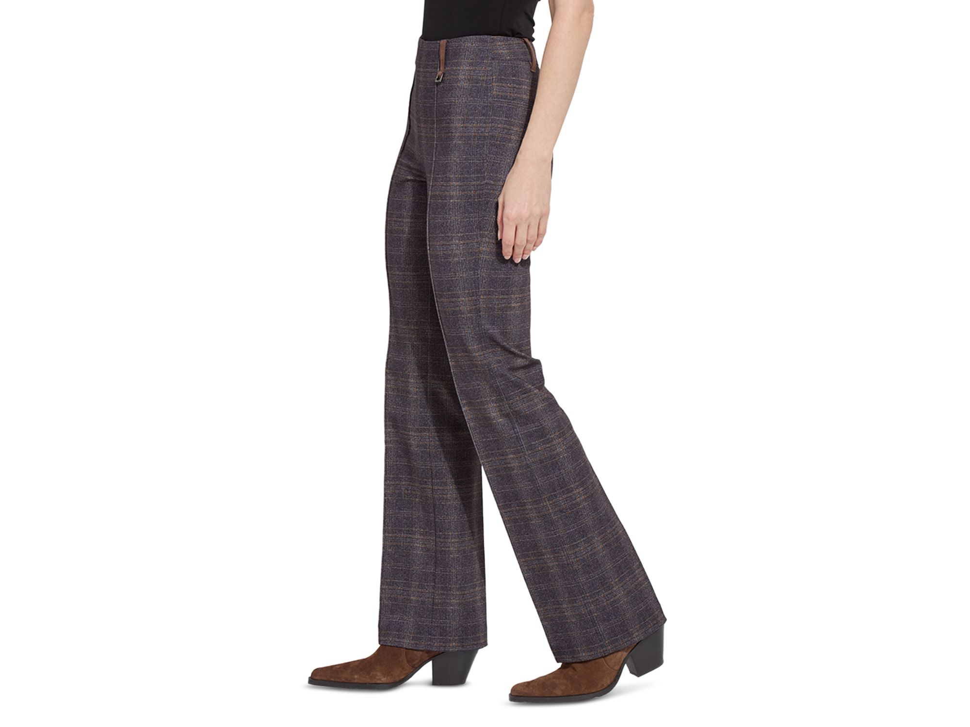 Pintuck Plaid Ponté Pants — Image 4