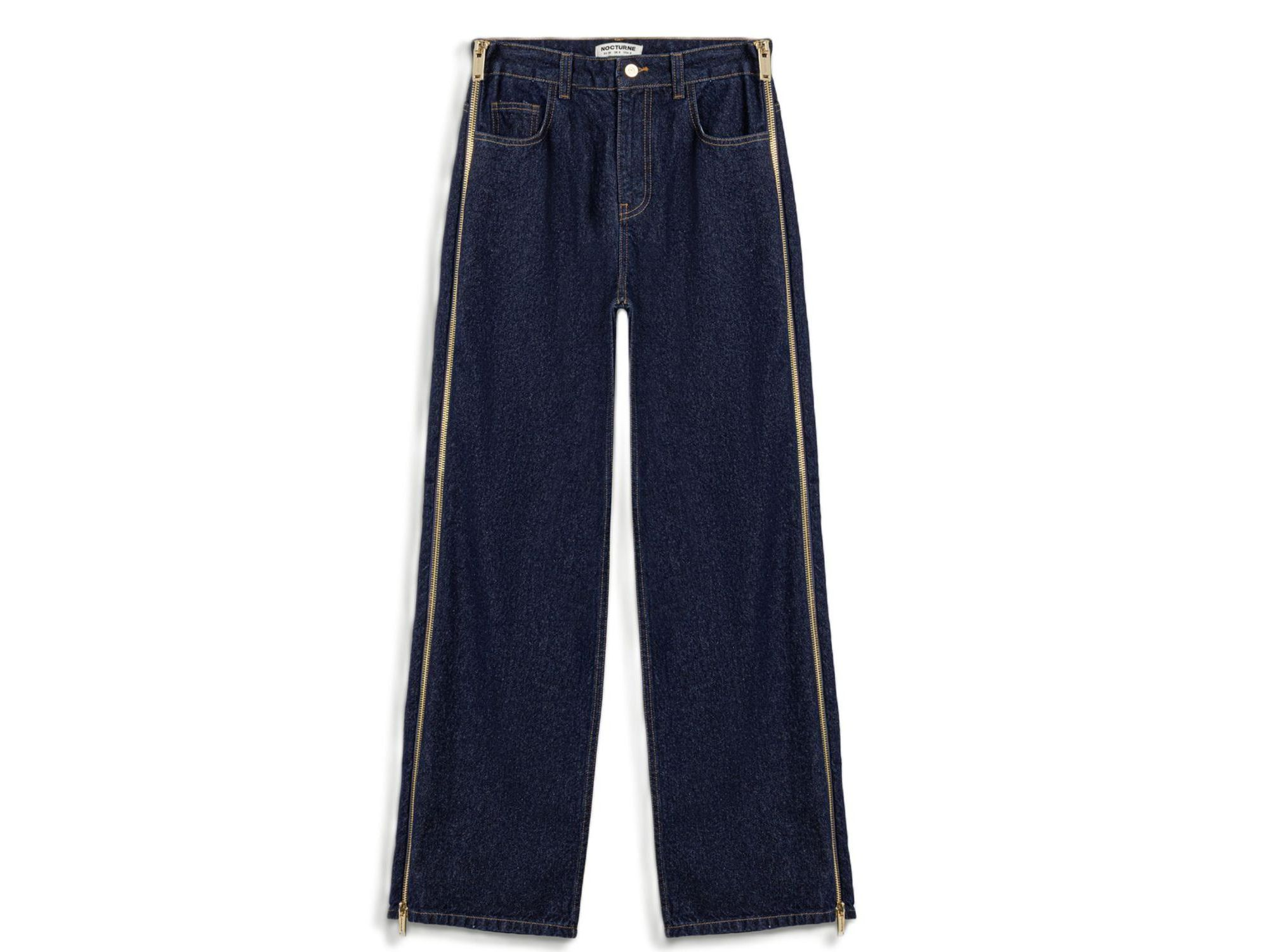 Zip Accent Straight-Leg Denim Pants in Dark Wash — Image 3