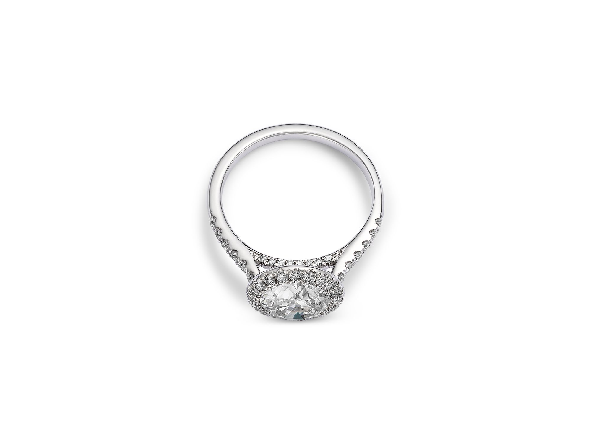 Certified Lab Grown Diamond Halo Engagement Ring in 18K White Gold, 3.0 tcw — Image 3