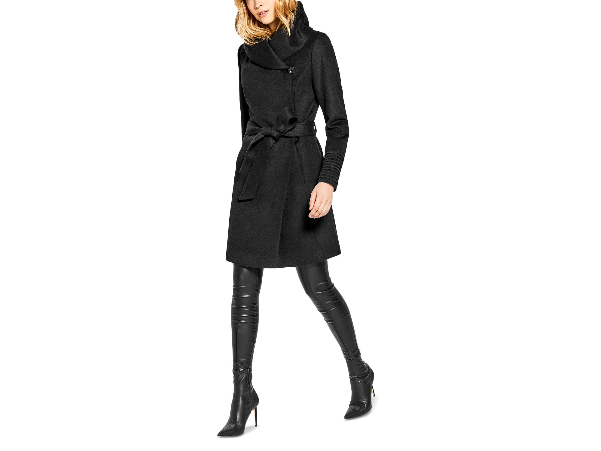 Hooded Mid Length Wrap Coat — Image 5