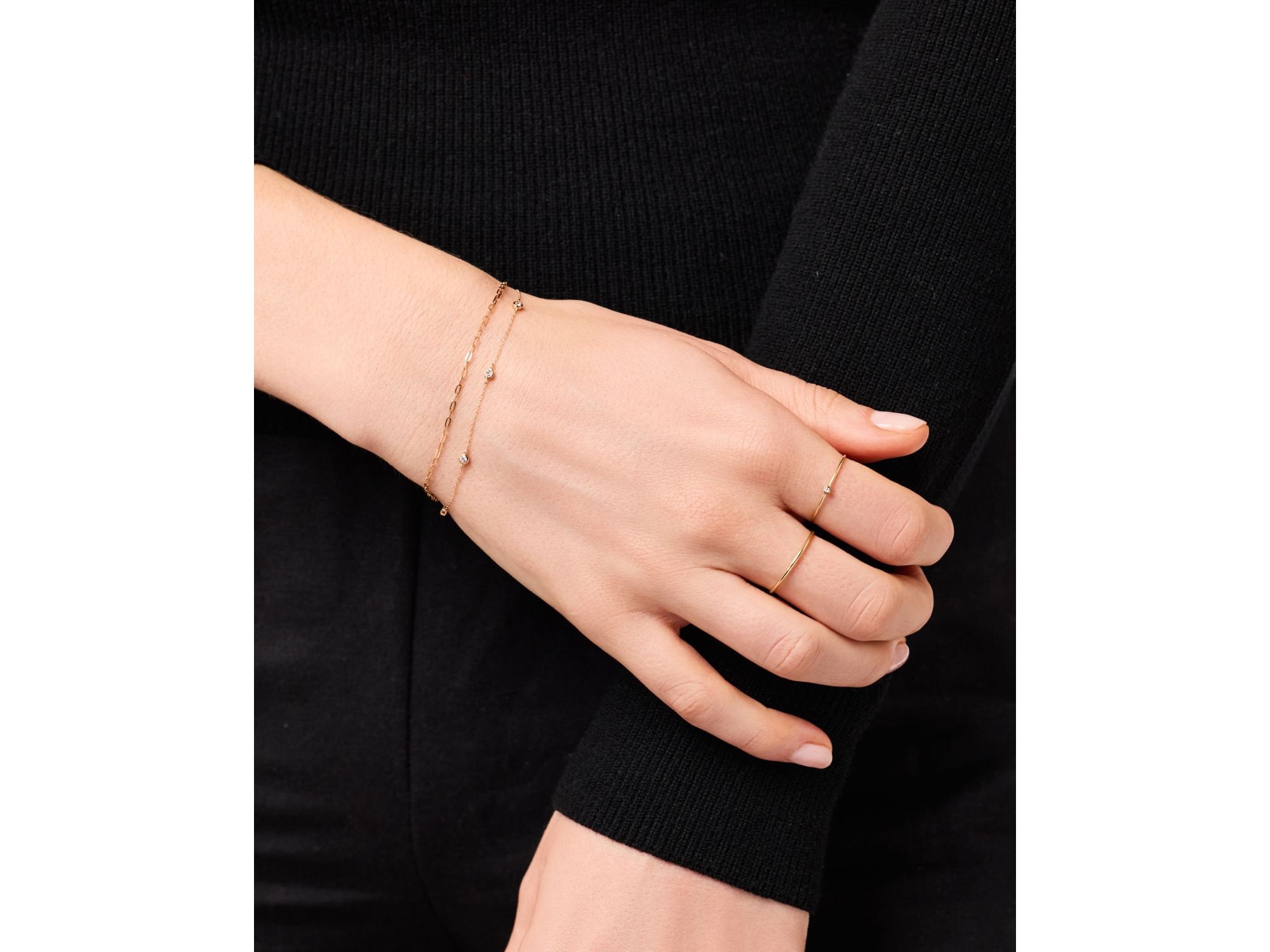 Solid Yellow Gold Lab-Grown Diamond Station Bracelet — Image 3