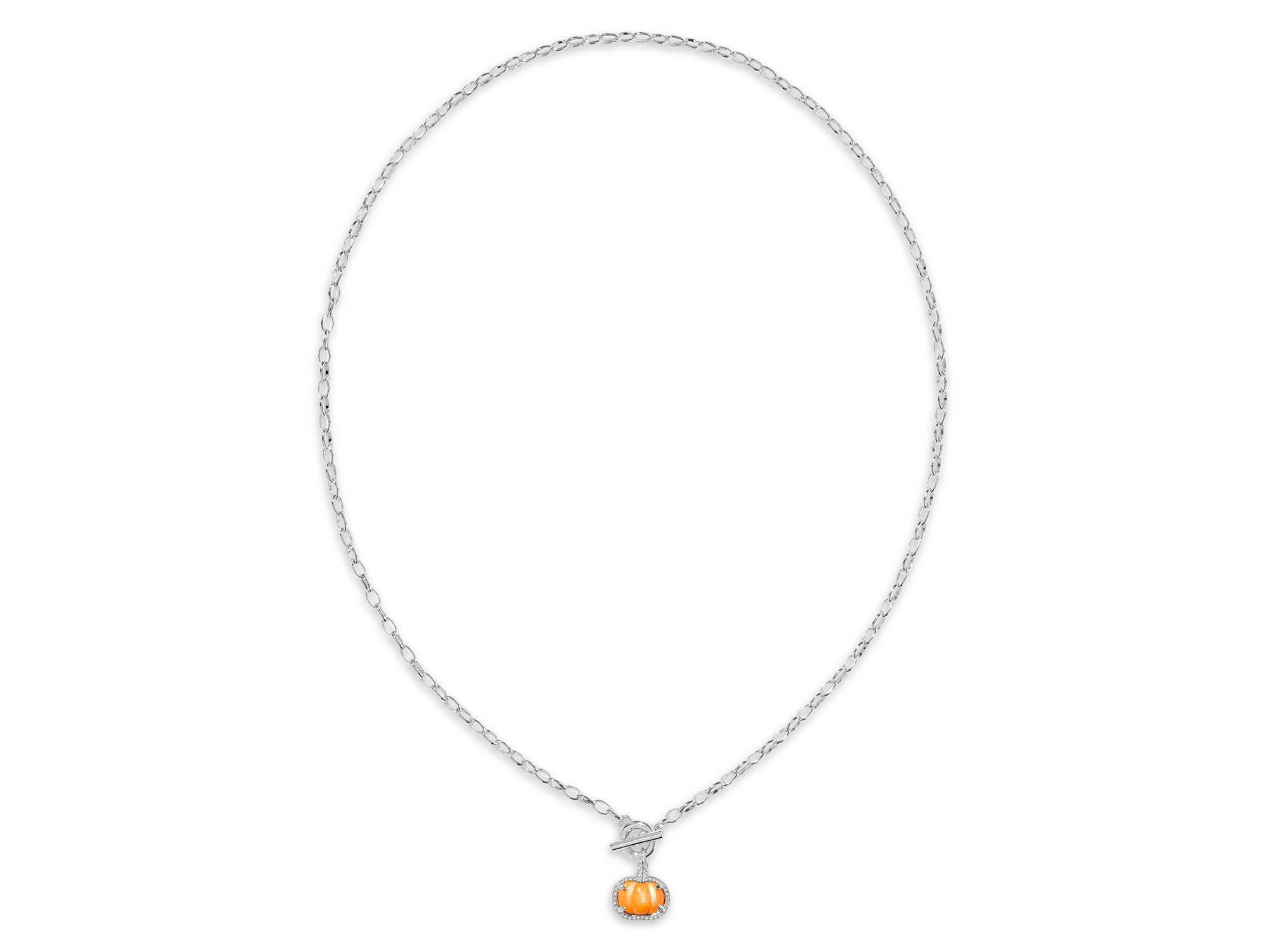 Orange Mother of Pearl Pumpkin Pendant Necklace, 17" — Image 4