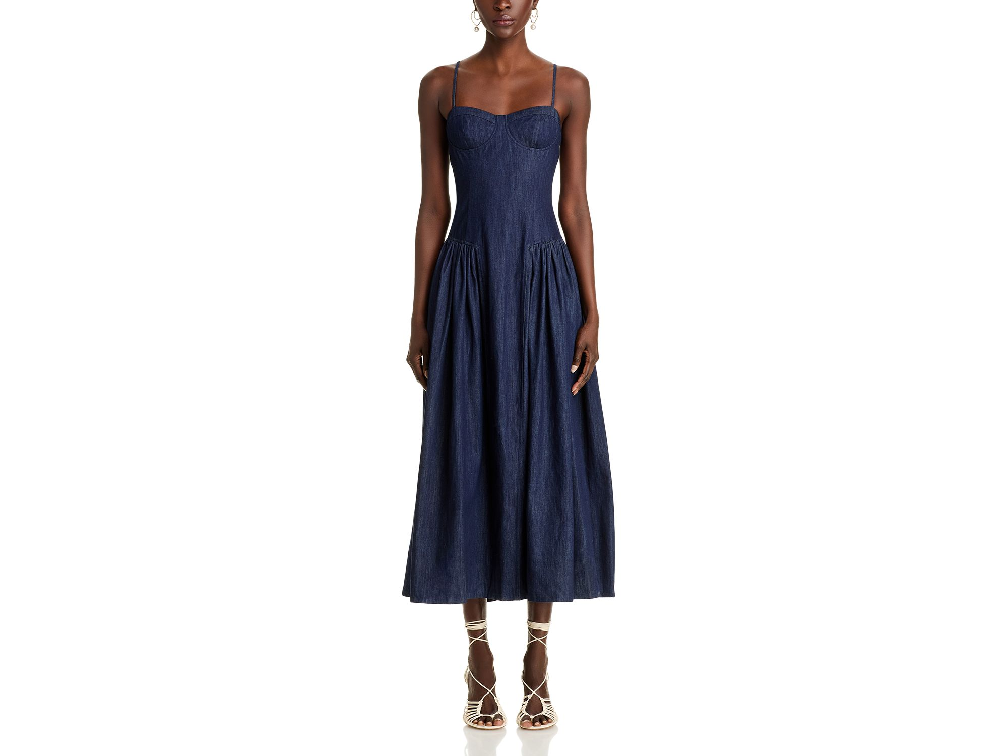 Denim Bustier Midi Dress - Exclusive — Image 6