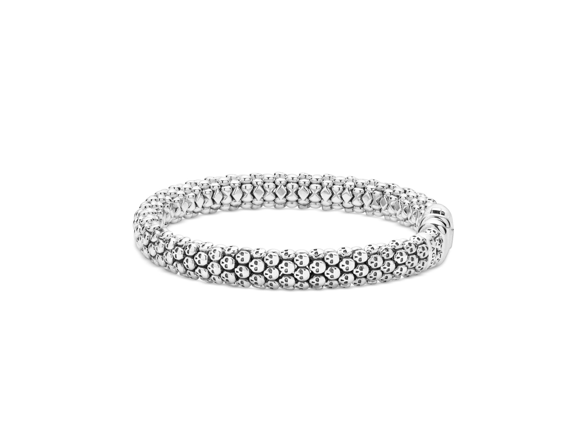 Men's Sterling Anthem Skull Caviar Beaded Bracelet - Exclusive — Image 7