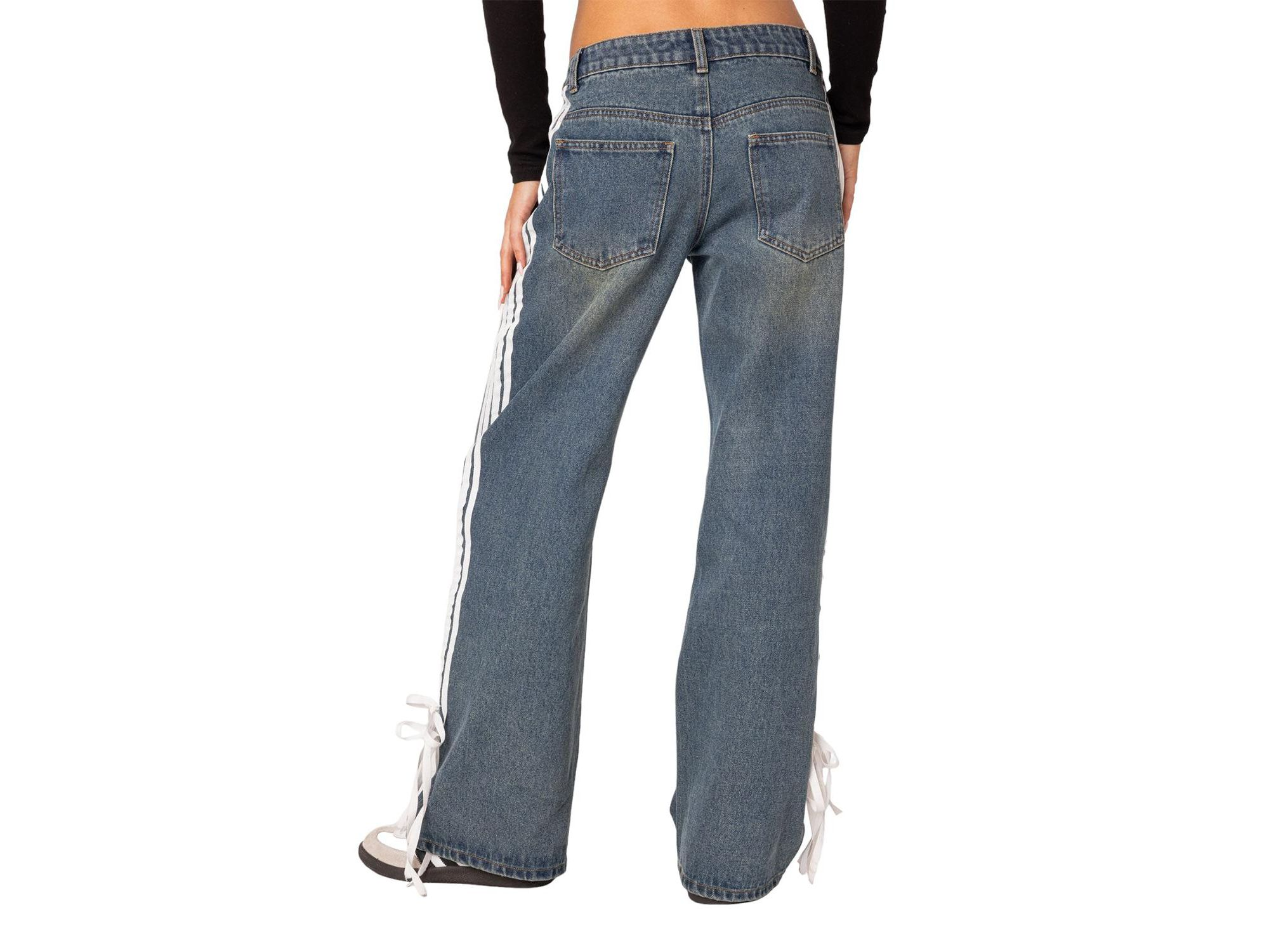Washed Low Rise Ribbon Jeans — Image 3