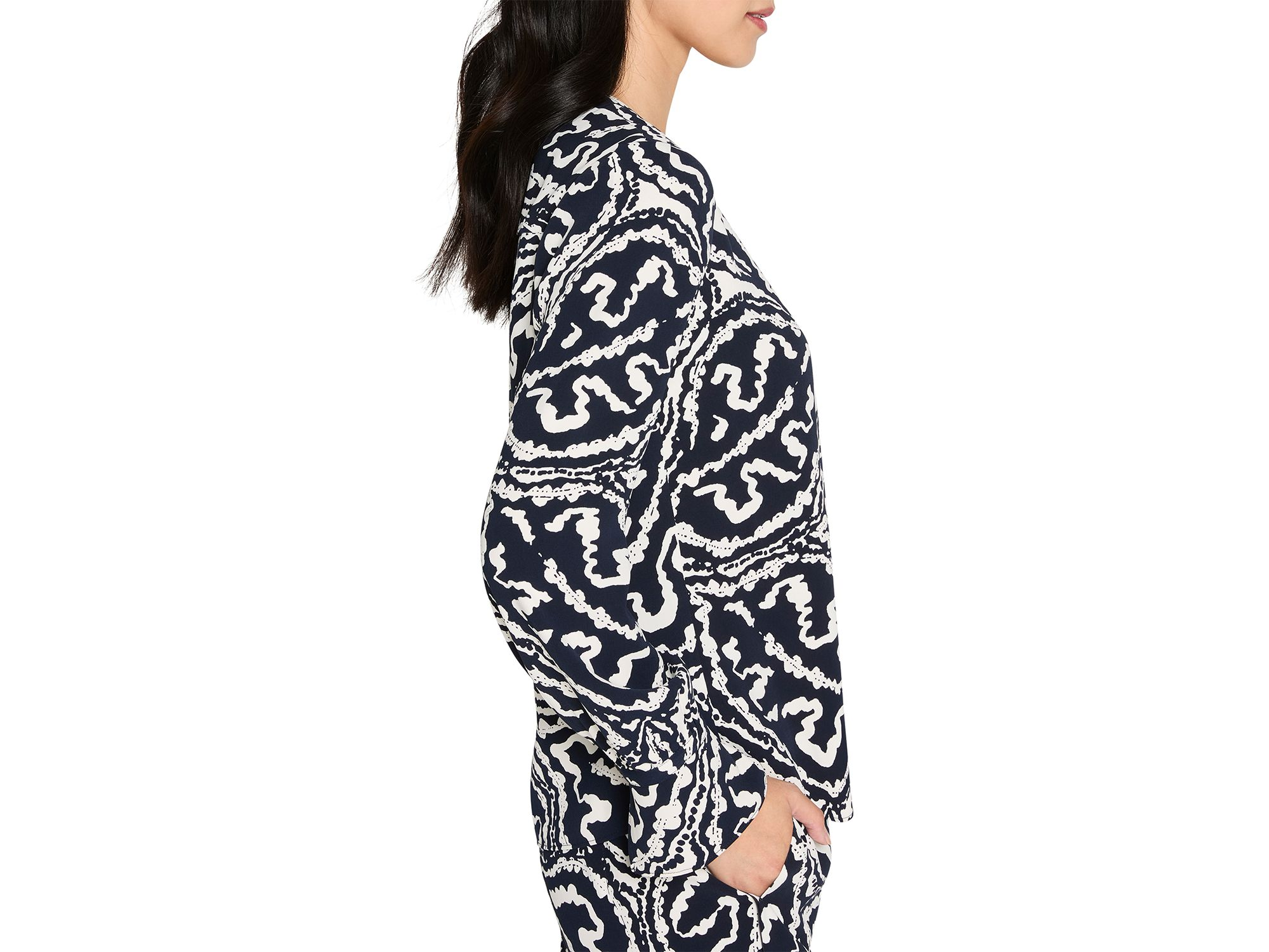 Indigo Leaf Double Crepe Top — Image 3