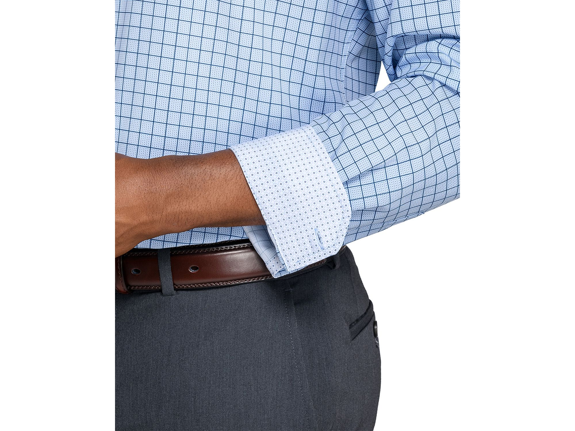 Slim Fit Check Performance Dress Shirt — Image 5